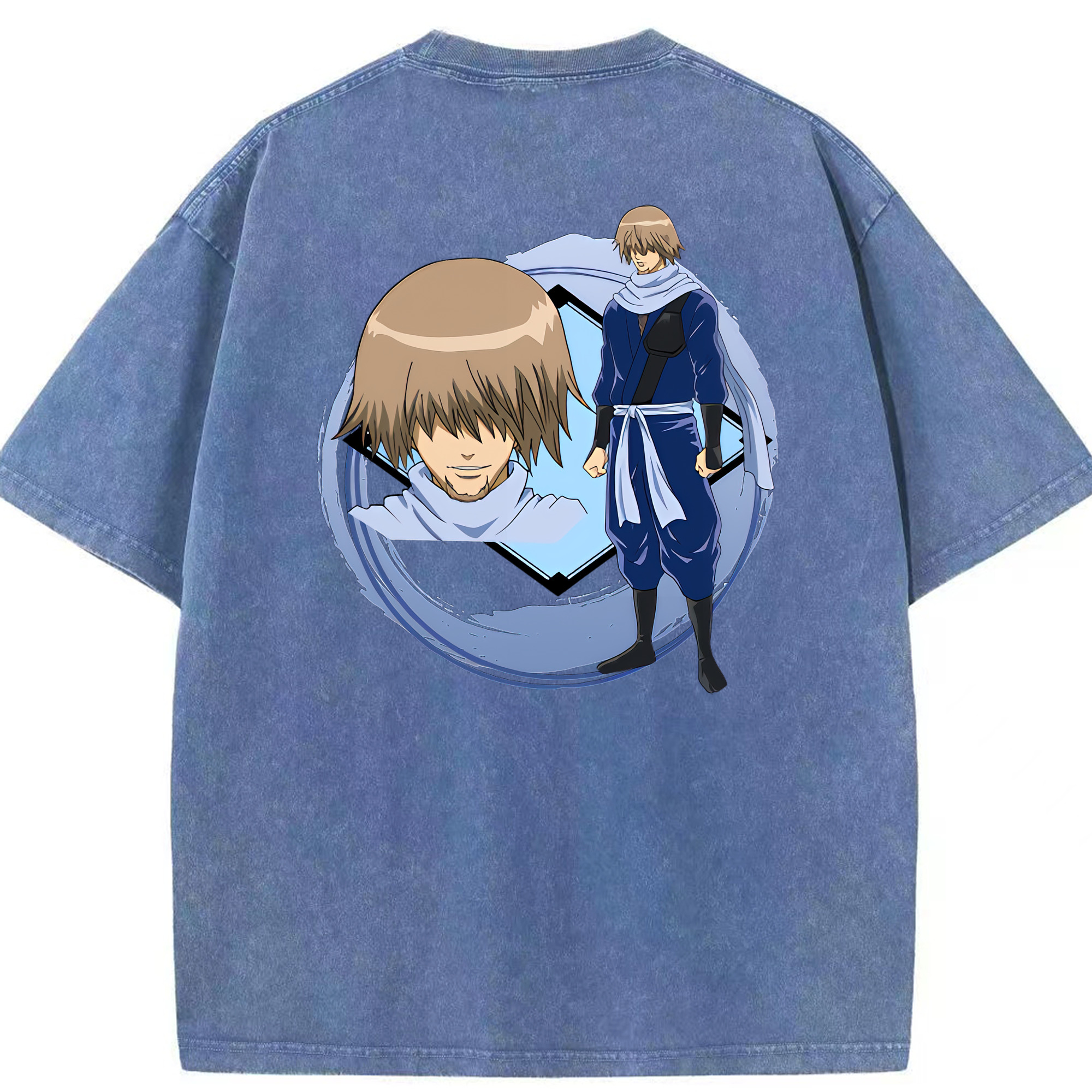 （画像用） ぎんたま 坂田銀時（さかたぎんとき） 神楽 志村新八（しむら しんぱち） GINTAMA Sakata Gintoki Kagura Shimura Shinpachi 綿100% ヴィンテージ風 半袖Tシャツ（背面プリント）