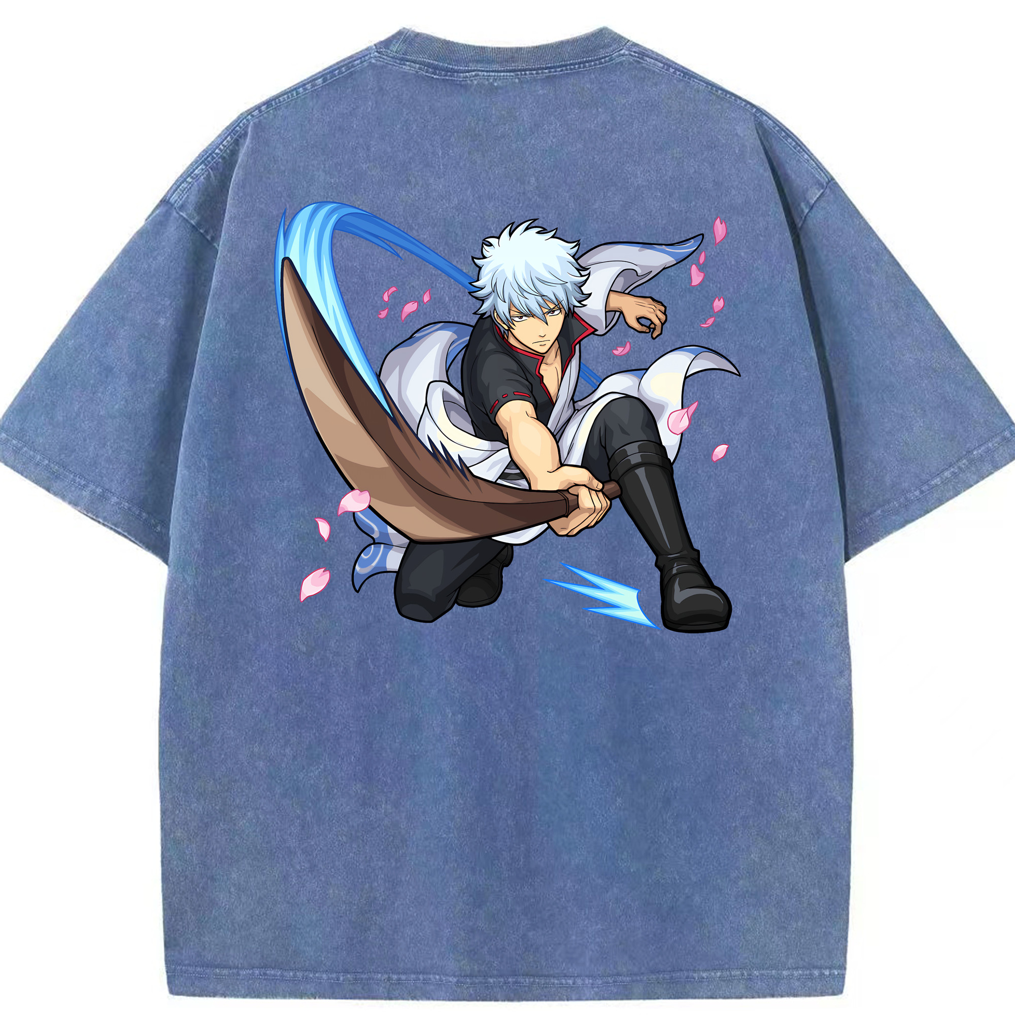 （画像用） ぎんたま 坂田銀時（さかたぎんとき） 神楽 志村新八（しむら しんぱち） GINTAMA Sakata Gintoki Kagura Shimura Shinpachi 綿100% ヴィンテージ風 半袖Tシャツ（背面プリント）
