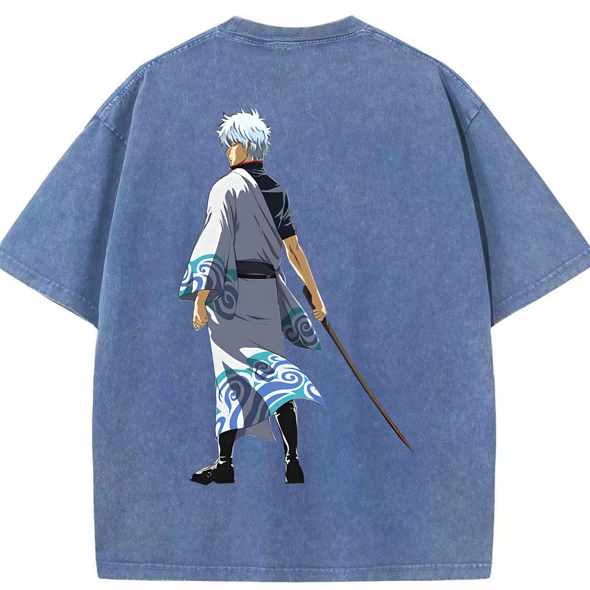 （画像用） ぎんたま 坂田銀時（さかたぎんとき） 神楽 志村新八（しむら しんぱち） GINTAMA Sakata Gintoki Kagura Shimura Shinpachi 綿100% ヴィンテージ風 半袖Tシャツ（背面プリント）