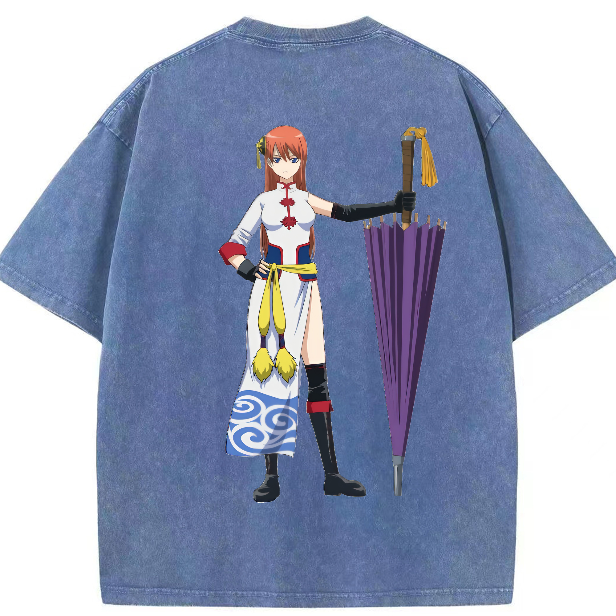（画像用） ぎんたま 坂田銀時（さかたぎんとき） 神楽 志村新八（しむら しんぱち） GINTAMA Sakata Gintoki Kagura Shimura Shinpachi 綿100% ヴィンテージ風 半袖Tシャツ（背面プリント）