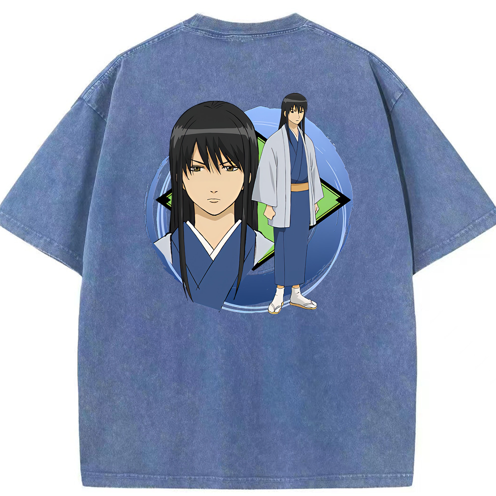 （画像用） ぎんたま 坂田銀時（さかたぎんとき） 神楽 志村新八（しむら しんぱち） GINTAMA Sakata Gintoki Kagura Shimura Shinpachi 綿100% ヴィンテージ風 半袖Tシャツ（背面プリント）