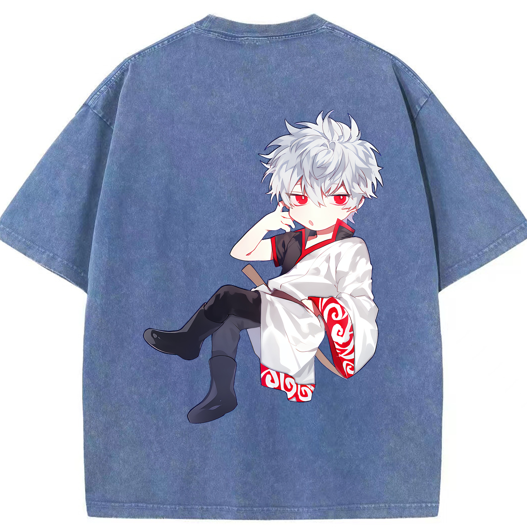 （画像用） ぎんたま 坂田銀時（さかたぎんとき） 神楽 志村新八（しむら しんぱち） GINTAMA Sakata Gintoki Kagura Shimura Shinpachi 綿100% ヴィンテージ風 半袖Tシャツ（背面プリント）
