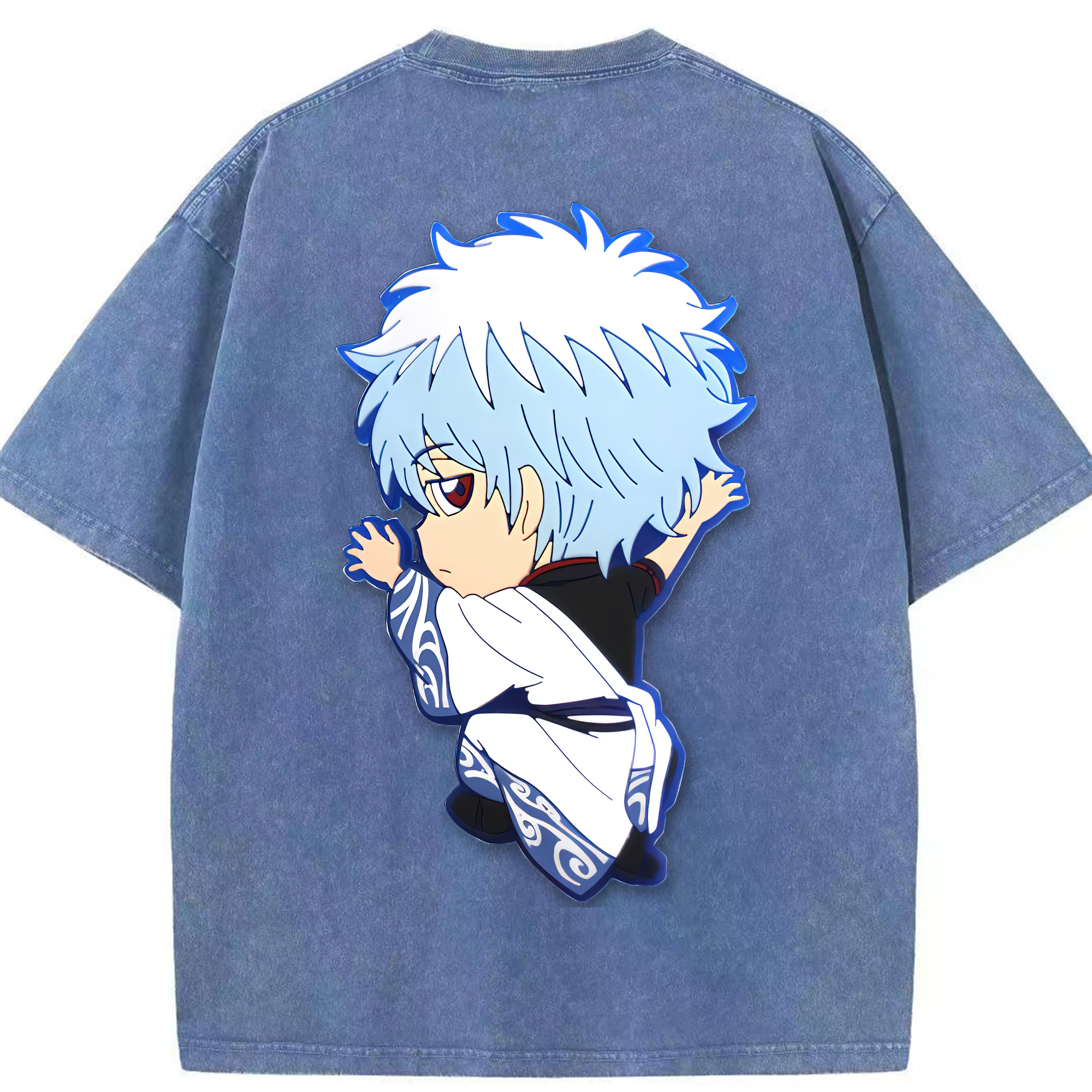 （画像用） ぎんたま 坂田銀時（さかたぎんとき） 神楽 志村新八（しむら しんぱち） GINTAMA Sakata Gintoki Kagura Shimura Shinpachi 綿100% ヴィンテージ風 半袖Tシャツ（背面プリント）