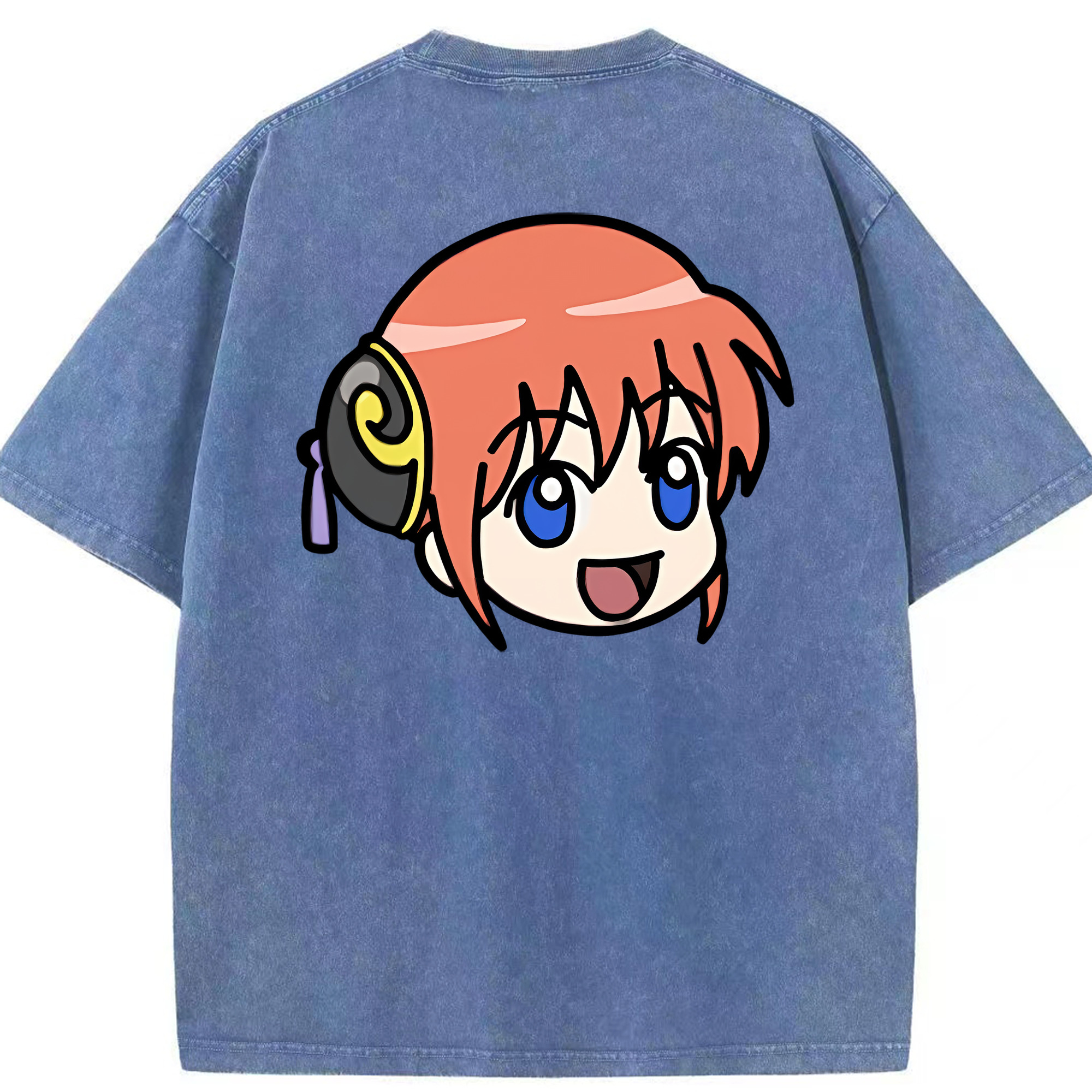 （画像用） ぎんたま 坂田銀時（さかたぎんとき） 神楽 志村新八（しむら しんぱち） GINTAMA Sakata Gintoki Kagura Shimura Shinpachi 綿100% ヴィンテージ風 半袖Tシャツ（背面プリント）
