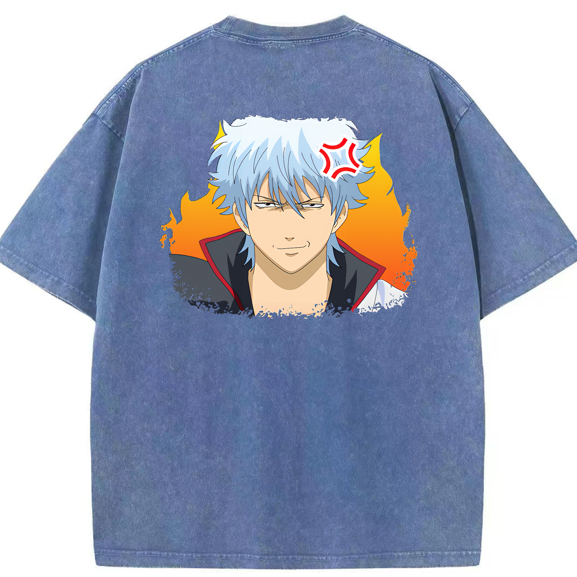 （画像用） ぎんたま 坂田銀時（さかたぎんとき） 神楽 志村新八（しむら しんぱち） GINTAMA Sakata Gintoki Kagura Shimura Shinpachi 綿100% ヴィンテージ風 半袖Tシャツ（背面プリント）