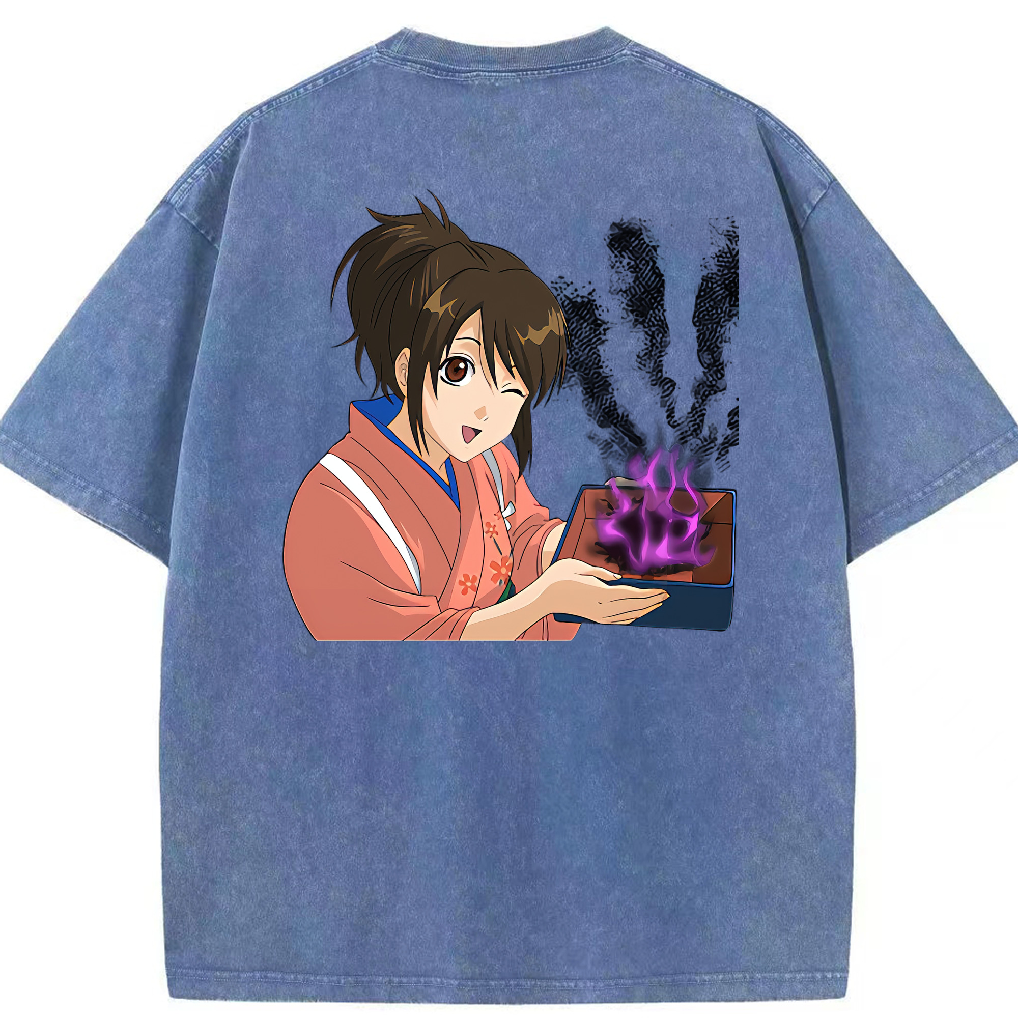（画像用） ぎんたま 坂田銀時（さかたぎんとき） 神楽 志村新八（しむら しんぱち） GINTAMA Sakata Gintoki Kagura Shimura Shinpachi 綿100% ヴィンテージ風 半袖Tシャツ（背面プリント）