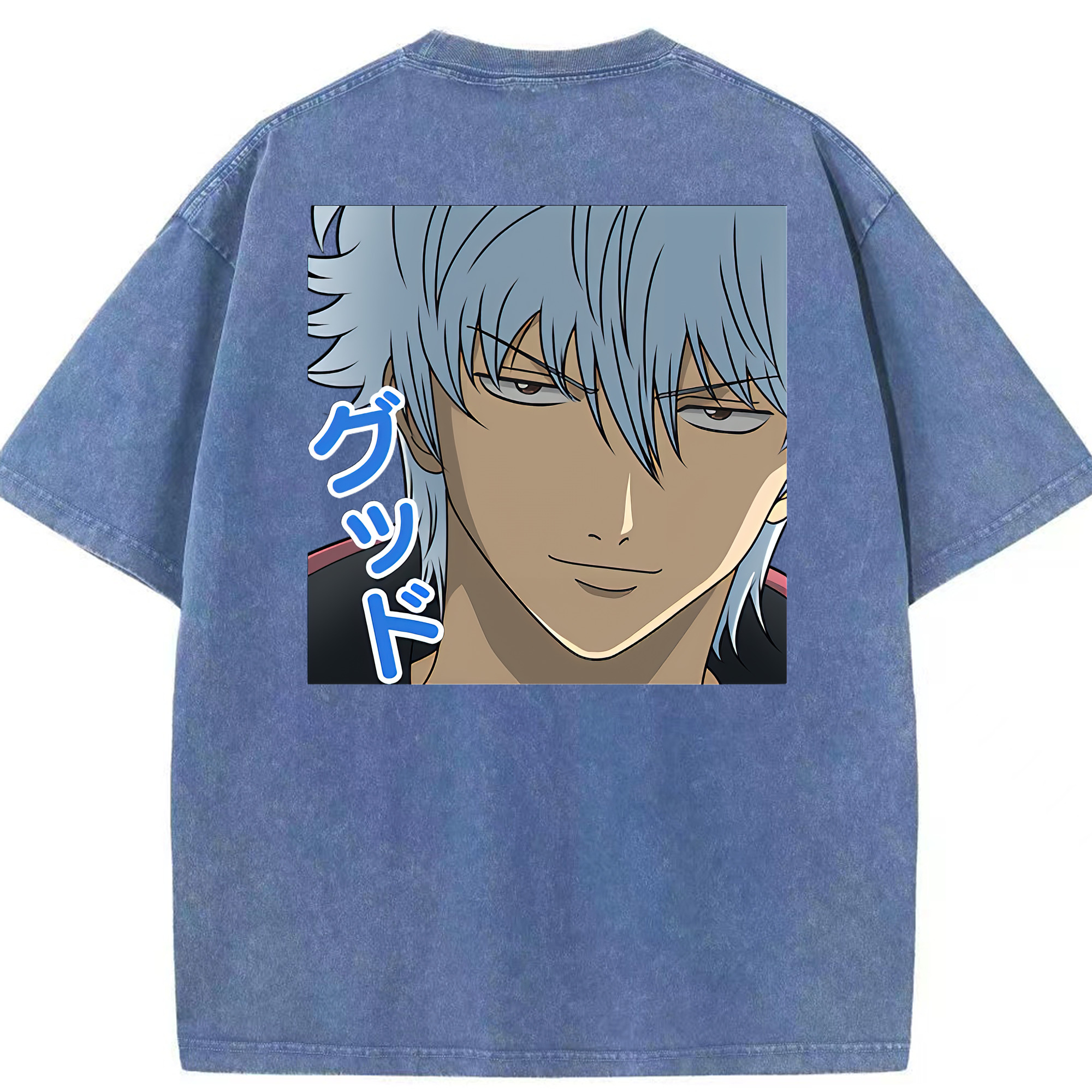 （画像用） ぎんたま 坂田銀時（さかたぎんとき） 神楽 志村新八（しむら しんぱち） GINTAMA Sakata Gintoki Kagura Shimura Shinpachi 綿100% ヴィンテージ風 半袖Tシャツ（背面プリント）