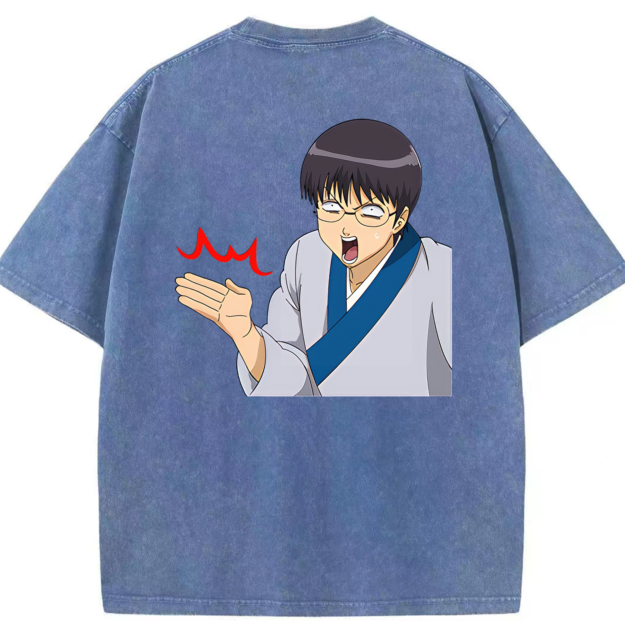 （画像用） ぎんたま 坂田銀時（さかたぎんとき） 神楽 志村新八（しむら しんぱち） GINTAMA Sakata Gintoki Kagura Shimura Shinpachi 綿100% ヴィンテージ風 半袖Tシャツ（背面プリント）
