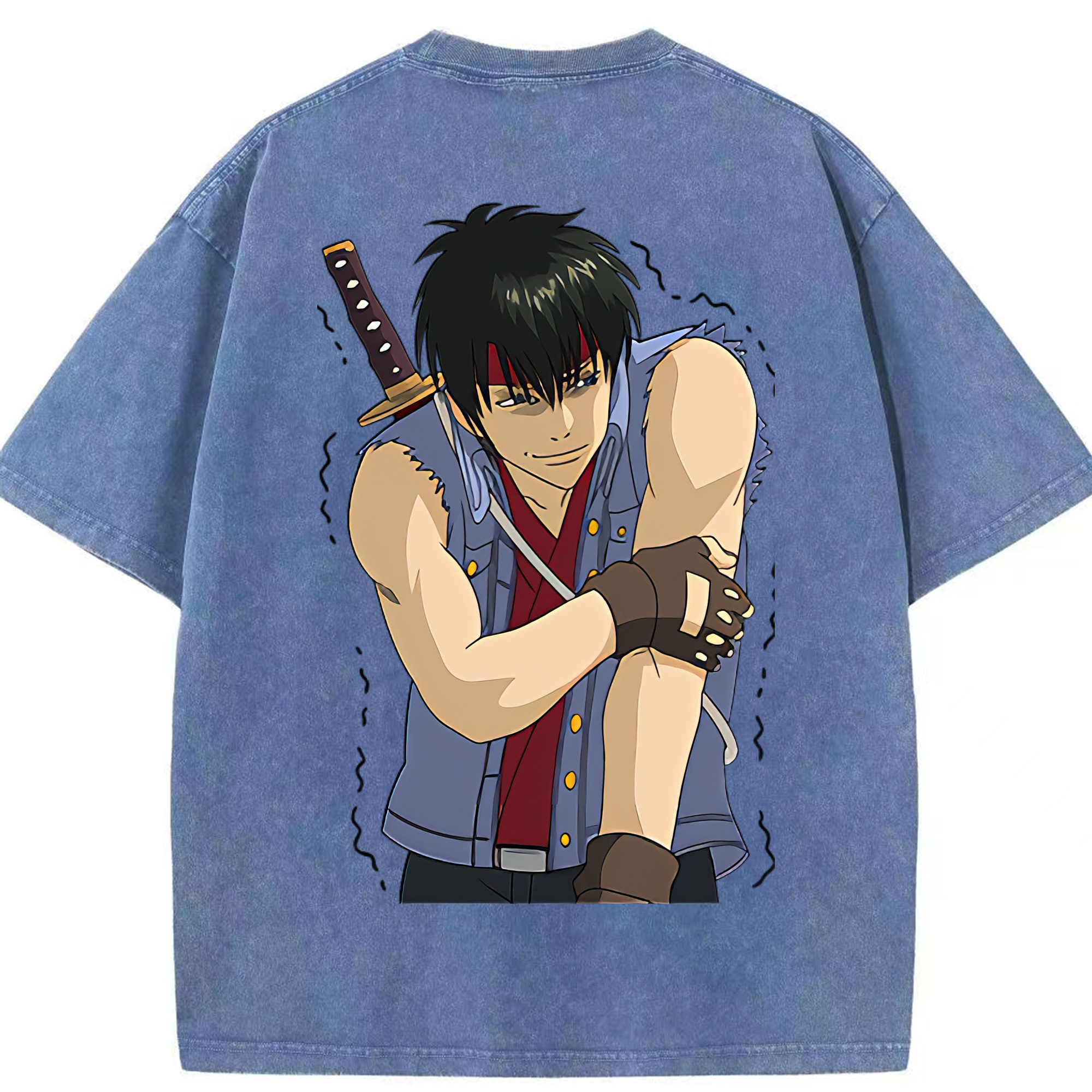 （画像用） ぎんたま 坂田銀時（さかたぎんとき） 神楽 志村新八（しむら しんぱち） GINTAMA Sakata Gintoki Kagura Shimura Shinpachi 綿100% ヴィンテージ風 半袖Tシャツ（背面プリント）