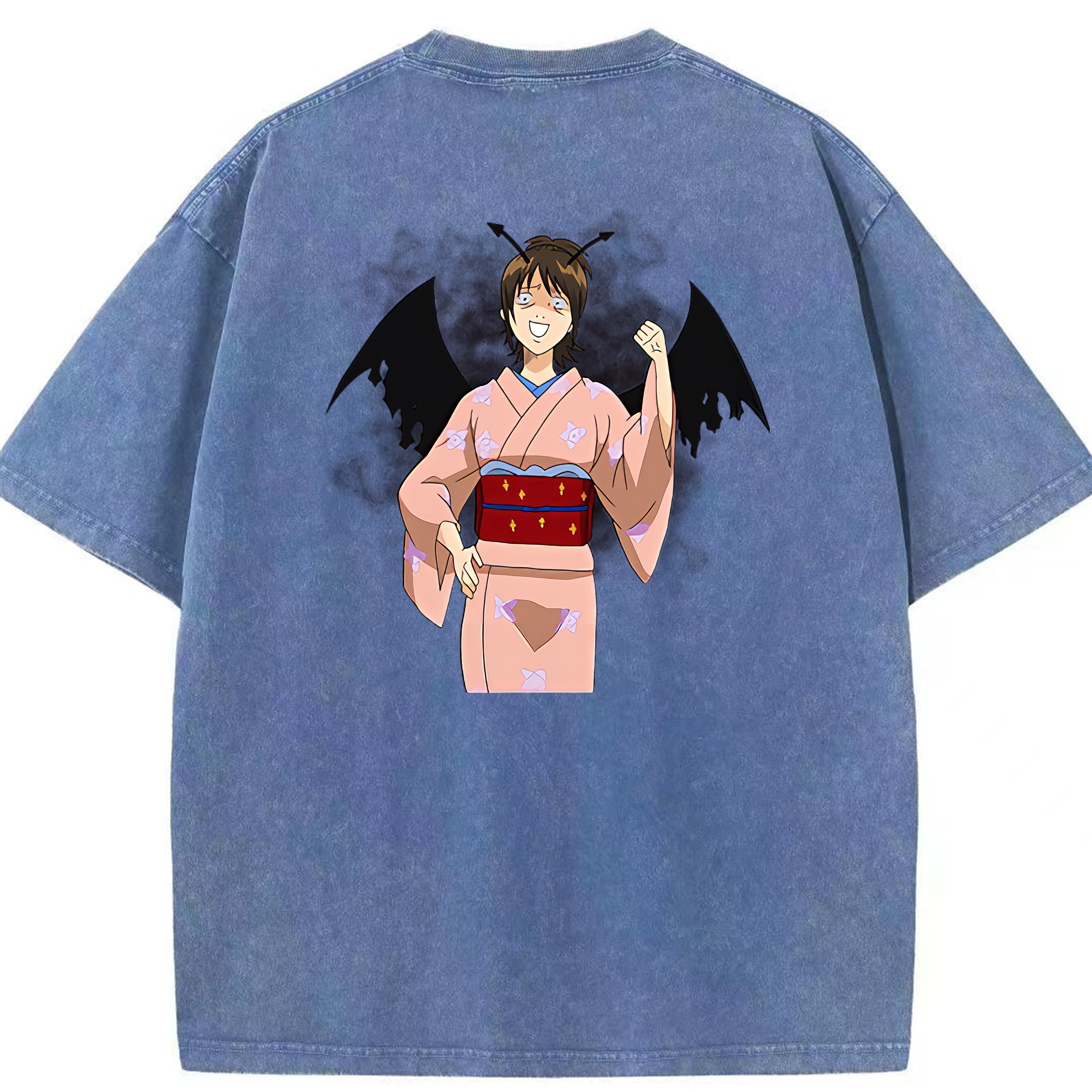 （画像用） ぎんたま 坂田銀時（さかたぎんとき） 神楽 志村新八（しむら しんぱち） GINTAMA Sakata Gintoki Kagura Shimura Shinpachi 綿100% ヴィンテージ風 半袖Tシャツ（背面プリント）