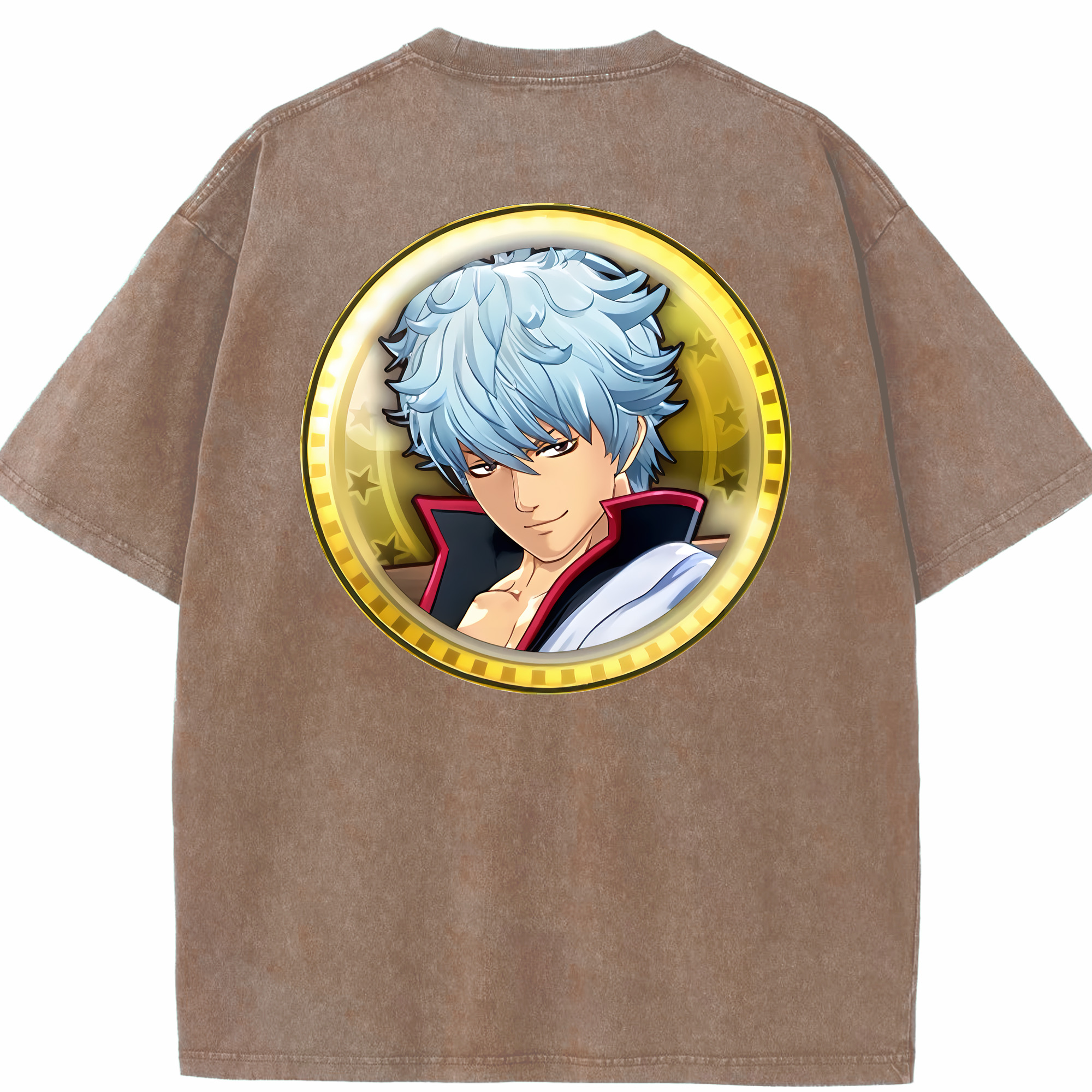 （画像用） ぎんたま 坂田銀時（さかたぎんとき） 神楽 志村新八（しむら しんぱち） GINTAMA Sakata Gintoki Kagura Shimura Shinpachi 綿100% ヴィンテージ風 半袖Tシャツ（背面プリント）