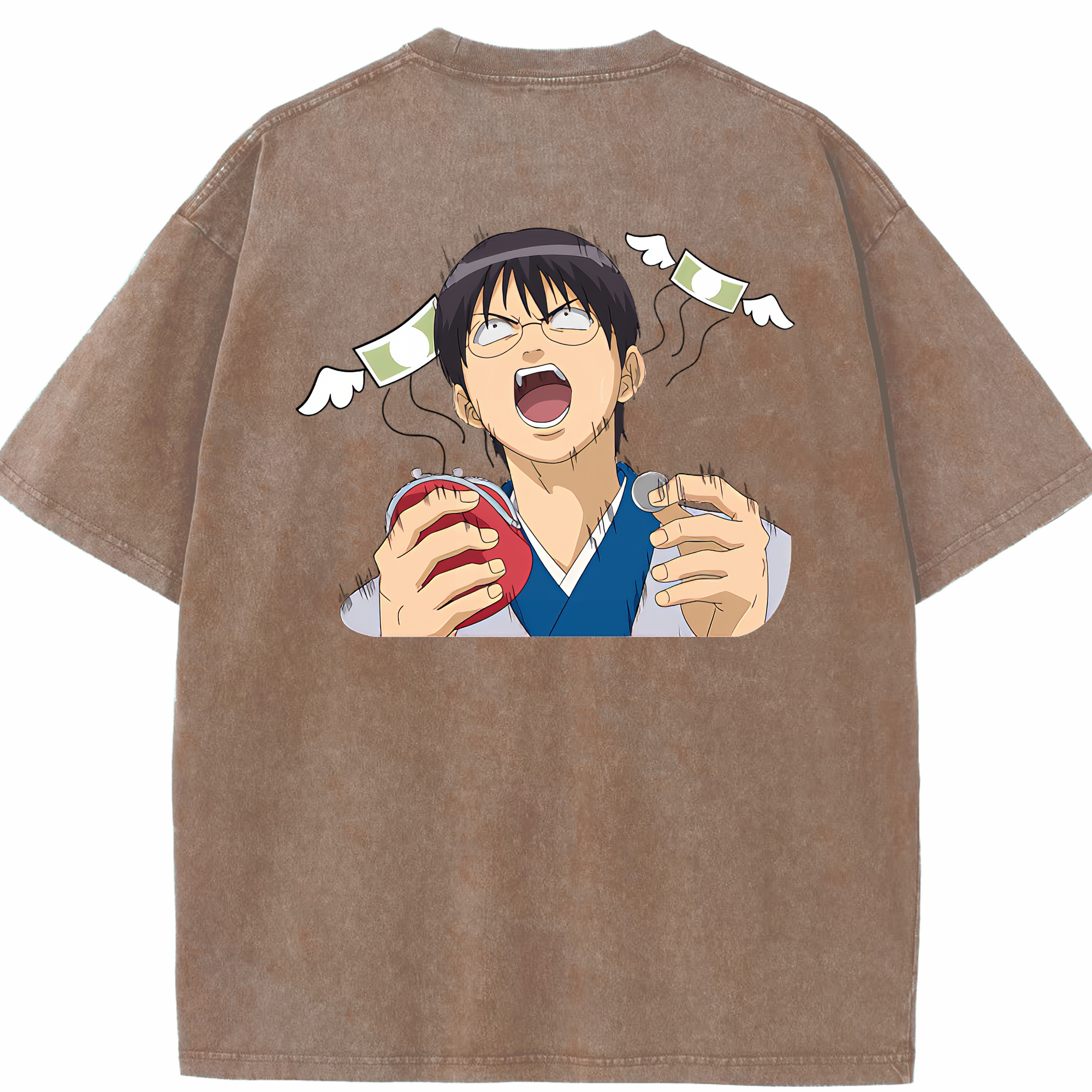 （画像用） ぎんたま 坂田銀時（さかたぎんとき） 神楽 志村新八（しむら しんぱち） GINTAMA Sakata Gintoki Kagura Shimura Shinpachi 綿100% ヴィンテージ風 半袖Tシャツ（背面プリント）