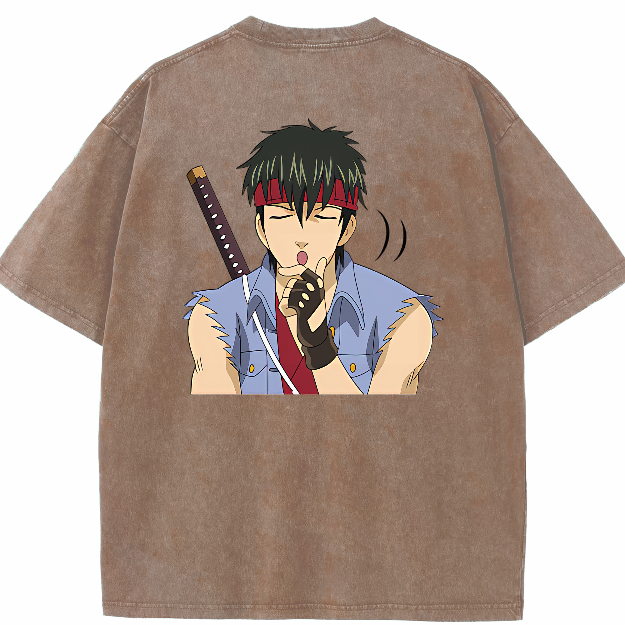 （画像用） ぎんたま 坂田銀時（さかたぎんとき） 神楽 志村新八（しむら しんぱち） GINTAMA Sakata Gintoki Kagura Shimura Shinpachi 綿100% ヴィンテージ風 半袖Tシャツ（背面プリント）