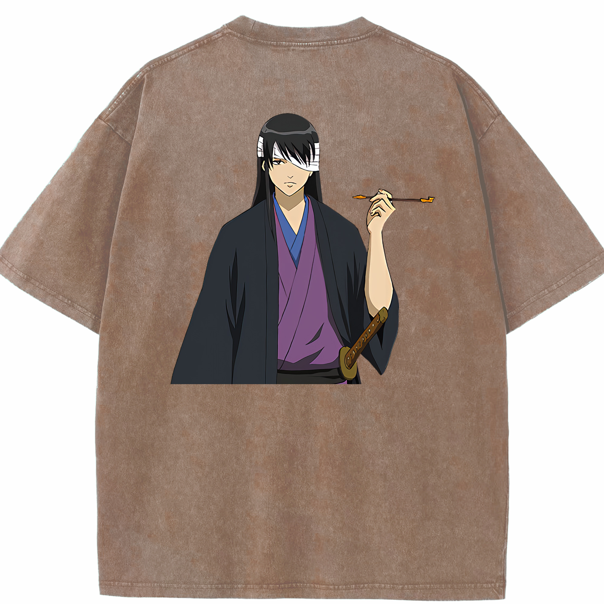 （画像用） ぎんたま 坂田銀時（さかたぎんとき） 神楽 志村新八（しむら しんぱち） GINTAMA Sakata Gintoki Kagura Shimura Shinpachi 綿100% ヴィンテージ風 半袖Tシャツ（背面プリント）