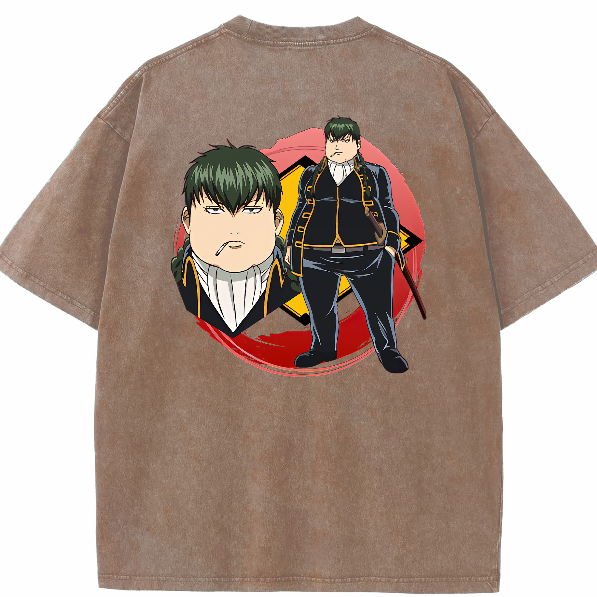 （画像用） ぎんたま 坂田銀時（さかたぎんとき） 神楽 志村新八（しむら しんぱち） GINTAMA Sakata Gintoki Kagura Shimura Shinpachi 綿100% ヴィンテージ風 半袖Tシャツ（背面プリント）