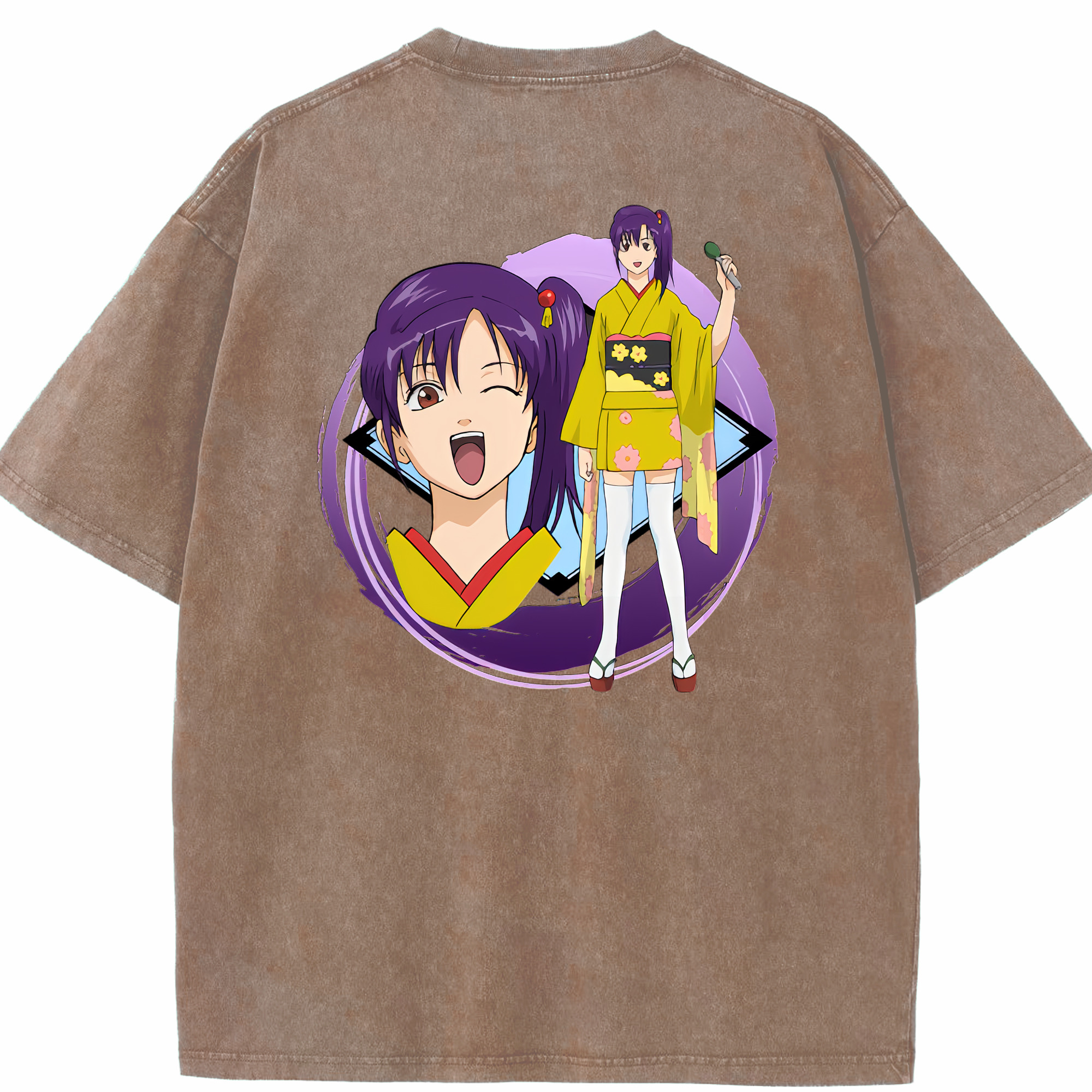 （画像用） ぎんたま 坂田銀時（さかたぎんとき） 神楽 志村新八（しむら しんぱち） GINTAMA Sakata Gintoki Kagura Shimura Shinpachi 綿100% ヴィンテージ風 半袖Tシャツ（背面プリント）