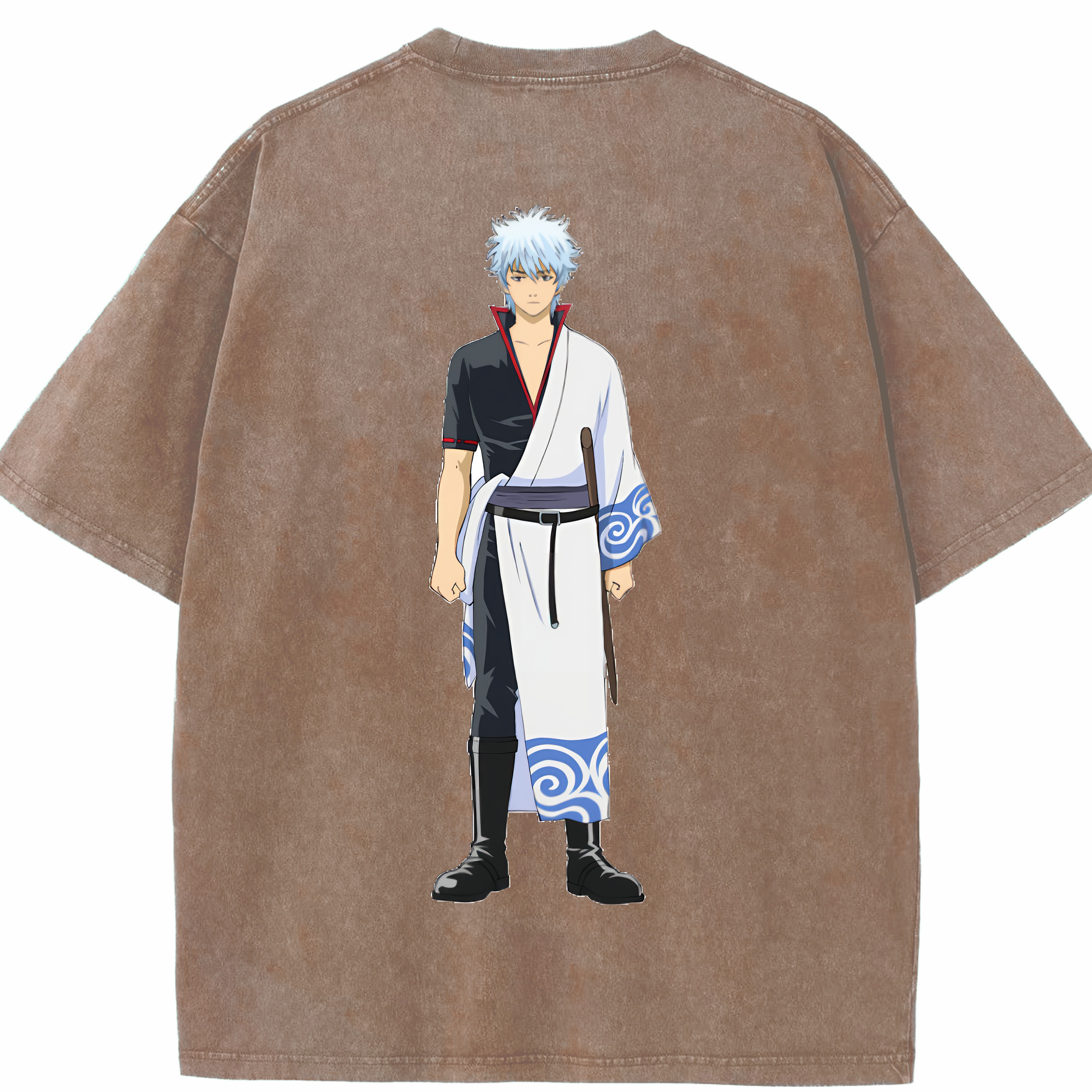 （画像用） ぎんたま 坂田銀時（さかたぎんとき） 神楽 志村新八（しむら しんぱち） GINTAMA Sakata Gintoki Kagura Shimura Shinpachi 綿100% ヴィンテージ風 半袖Tシャツ（背面プリント）