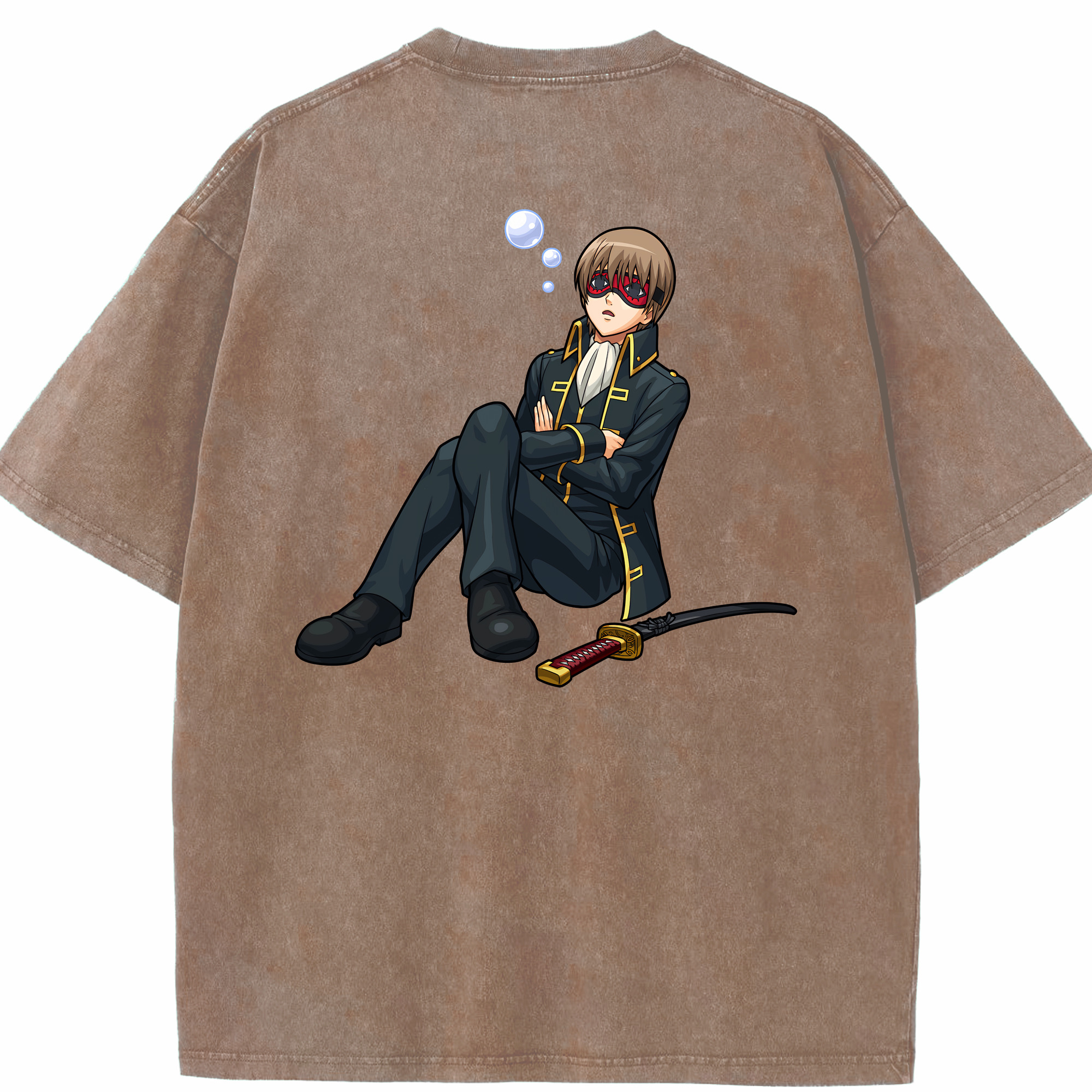 （画像用） ぎんたま 坂田銀時（さかたぎんとき） 神楽 志村新八（しむら しんぱち） GINTAMA Sakata Gintoki Kagura Shimura Shinpachi 綿100% ヴィンテージ風 半袖Tシャツ（背面プリント）