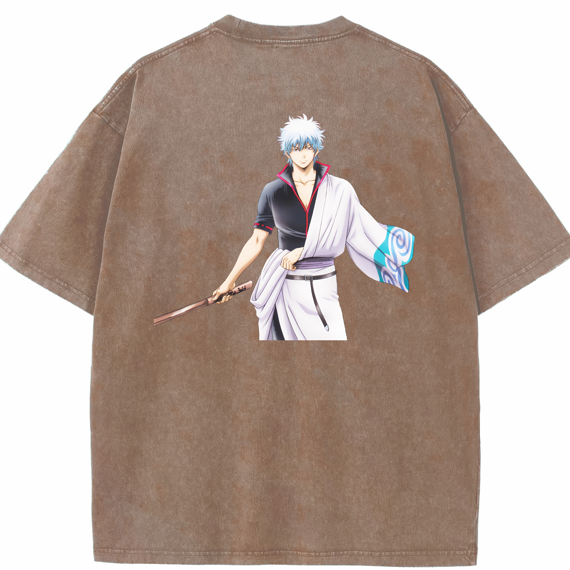 （画像用） ぎんたま 坂田銀時（さかたぎんとき） 神楽 志村新八（しむら しんぱち） GINTAMA Sakata Gintoki Kagura Shimura Shinpachi 綿100% ヴィンテージ風 半袖Tシャツ（背面プリント）