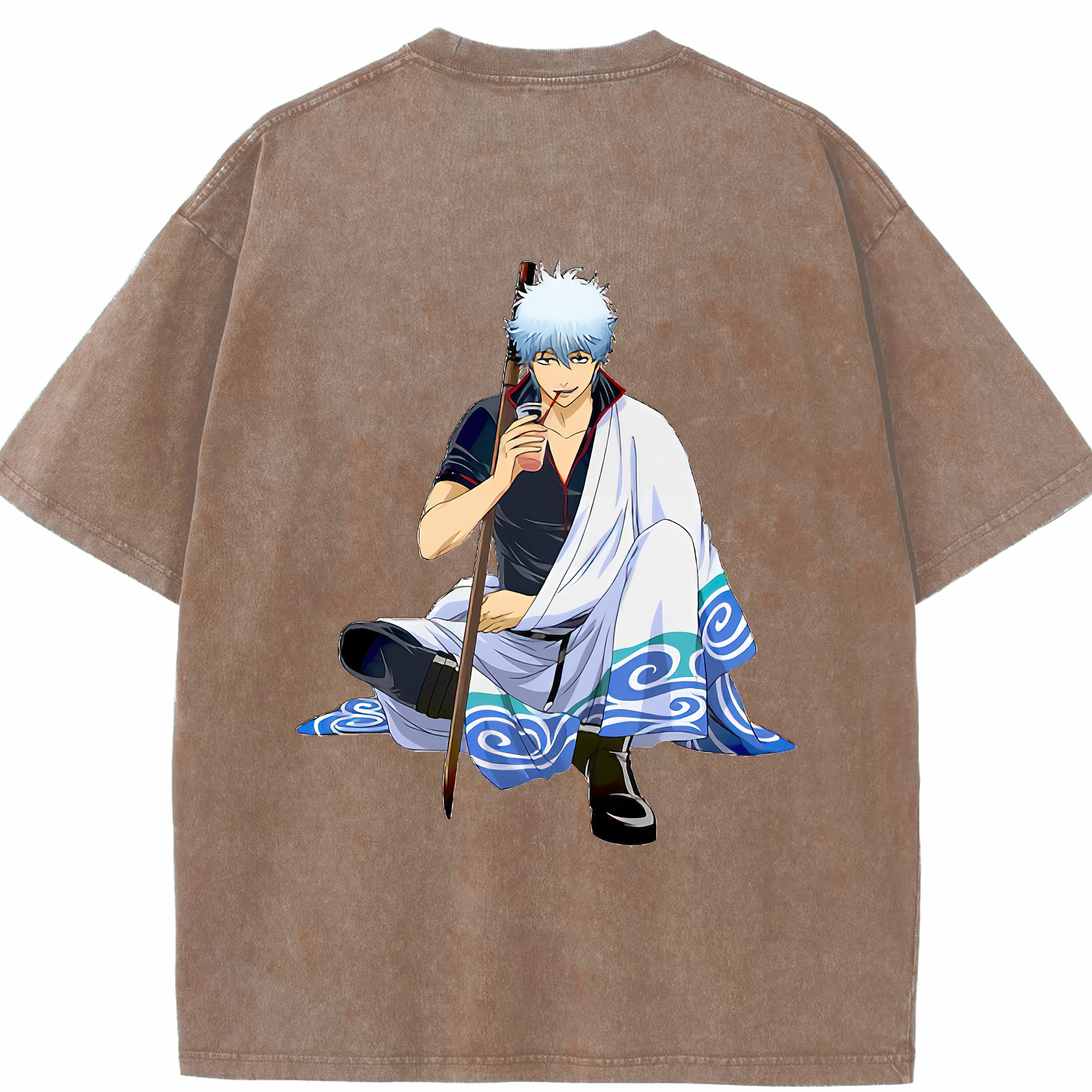 （画像用） ぎんたま 坂田銀時（さかたぎんとき） 神楽 志村新八（しむら しんぱち） GINTAMA Sakata Gintoki Kagura Shimura Shinpachi 綿100% ヴィンテージ風 半袖Tシャツ（背面プリント）