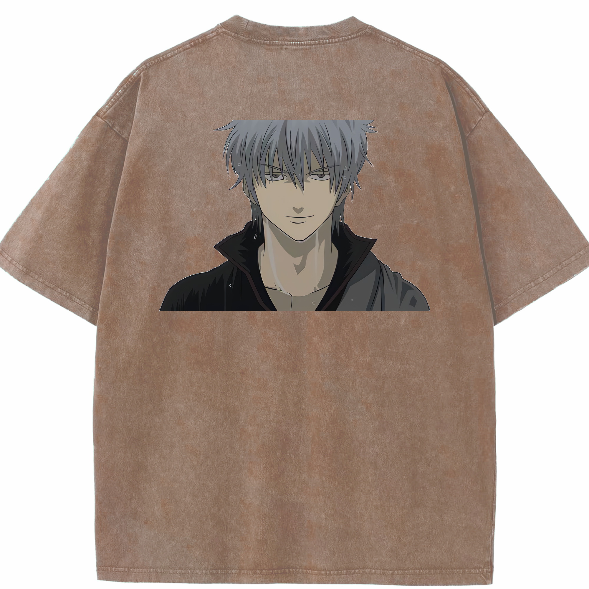（画像用） ぎんたま 坂田銀時（さかたぎんとき） 神楽 志村新八（しむら しんぱち） GINTAMA Sakata Gintoki Kagura Shimura Shinpachi 綿100% ヴィンテージ風 半袖Tシャツ（背面プリント）