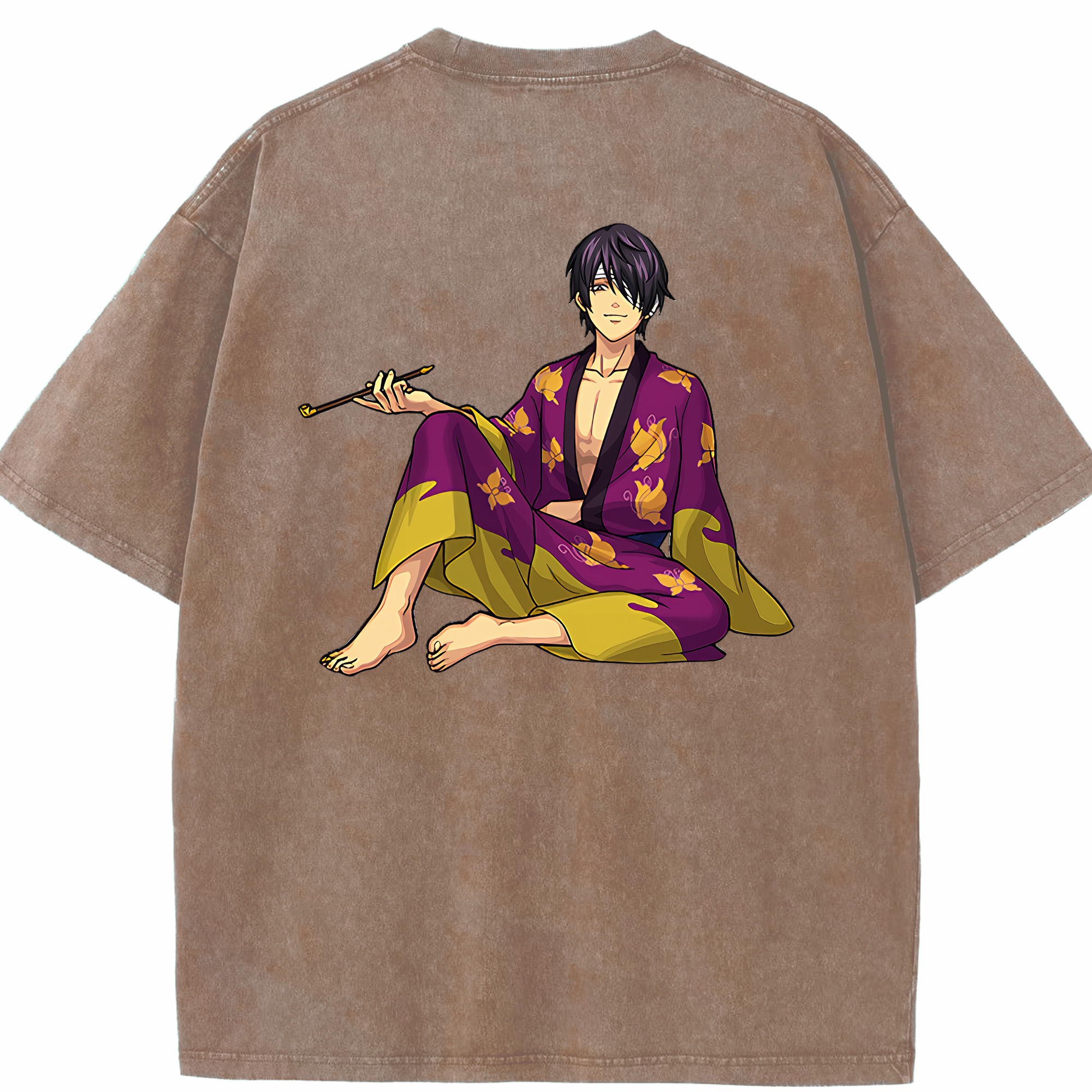 （画像用） ぎんたま 坂田銀時（さかたぎんとき） 神楽 志村新八（しむら しんぱち） GINTAMA Sakata Gintoki Kagura Shimura Shinpachi 綿100% ヴィンテージ風 半袖Tシャツ（背面プリント）