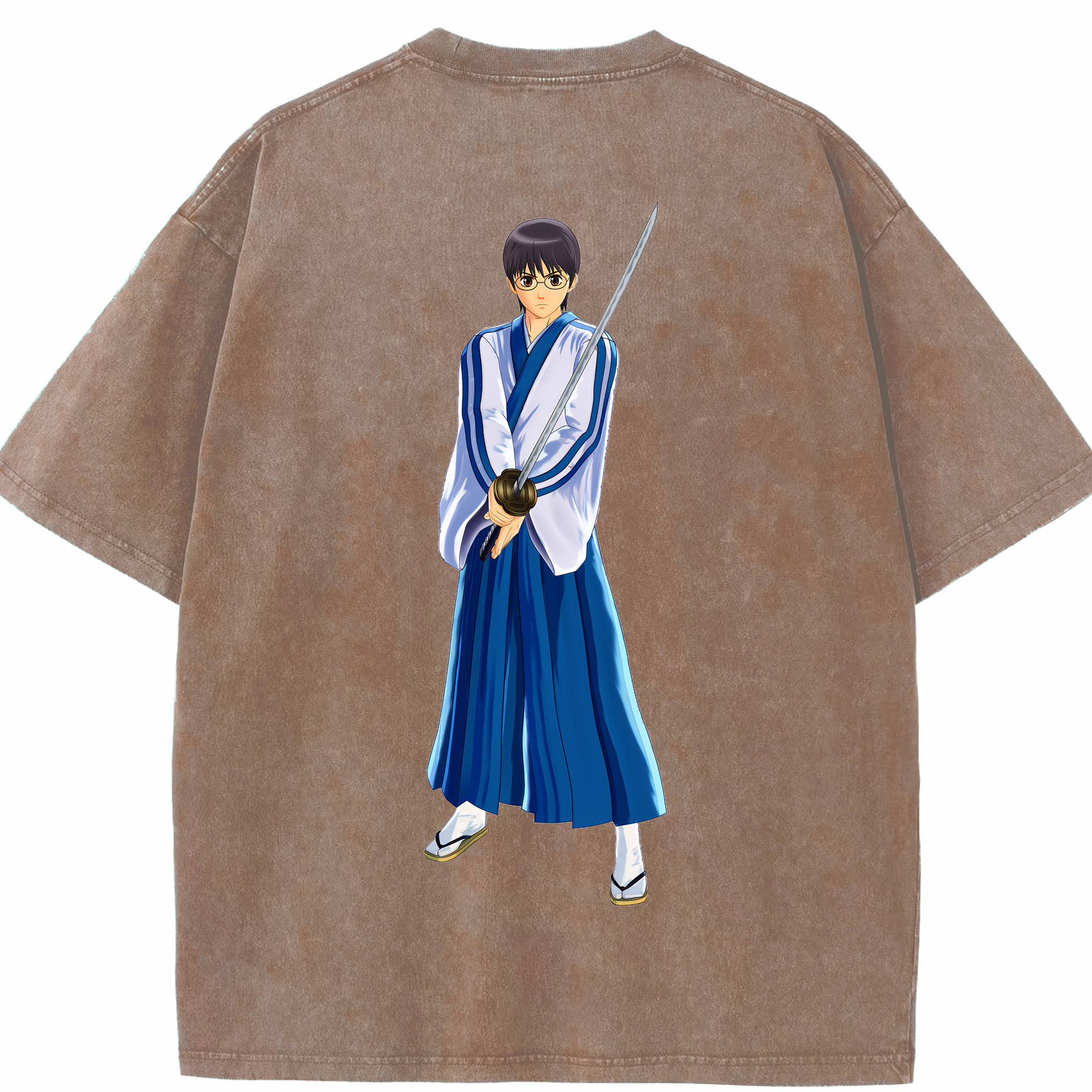 （画像用） ぎんたま 坂田銀時（さかたぎんとき） 神楽 志村新八（しむら しんぱち） GINTAMA Sakata Gintoki Kagura Shimura Shinpachi 綿100% ヴィンテージ風 半袖Tシャツ（背面プリント）