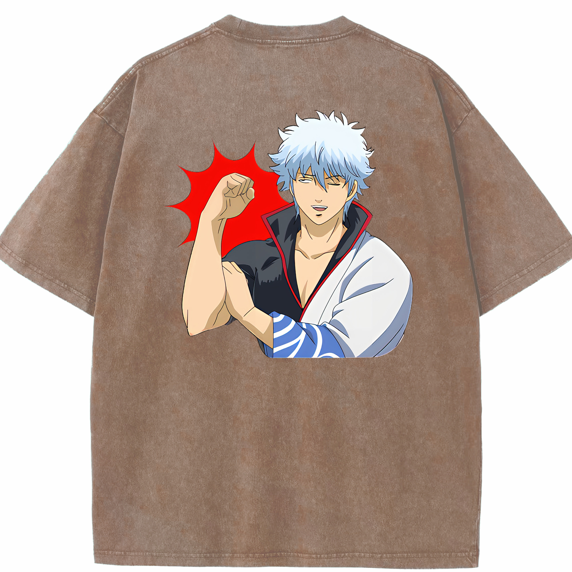 （画像用） ぎんたま 坂田銀時（さかたぎんとき） 神楽 志村新八（しむら しんぱち） GINTAMA Sakata Gintoki Kagura Shimura Shinpachi 綿100% ヴィンテージ風 半袖Tシャツ（背面プリント）