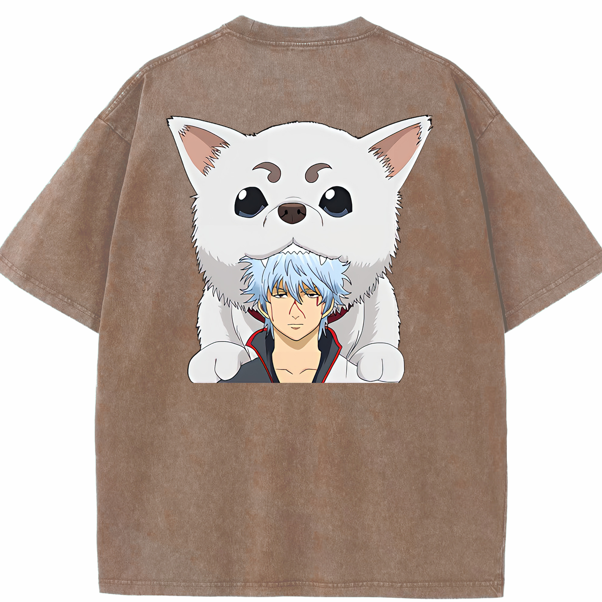 （画像用） ぎんたま 坂田銀時（さかたぎんとき） 神楽 志村新八（しむら しんぱち） GINTAMA Sakata Gintoki Kagura Shimura Shinpachi 綿100% ヴィンテージ風 半袖Tシャツ（背面プリント）