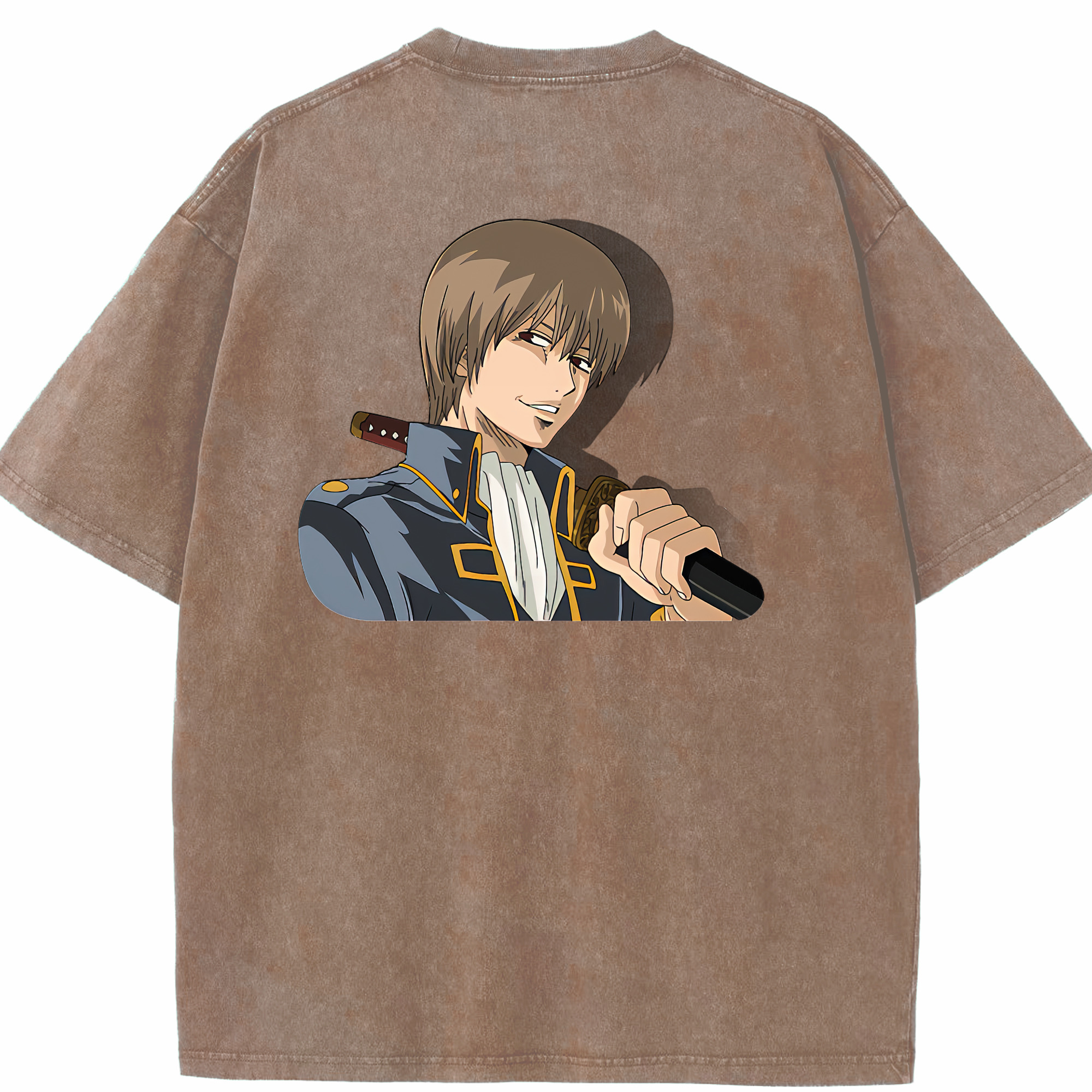 （画像用） ぎんたま 坂田銀時（さかたぎんとき） 神楽 志村新八（しむら しんぱち） GINTAMA Sakata Gintoki Kagura Shimura Shinpachi 綿100% ヴィンテージ風 半袖Tシャツ（背面プリント）