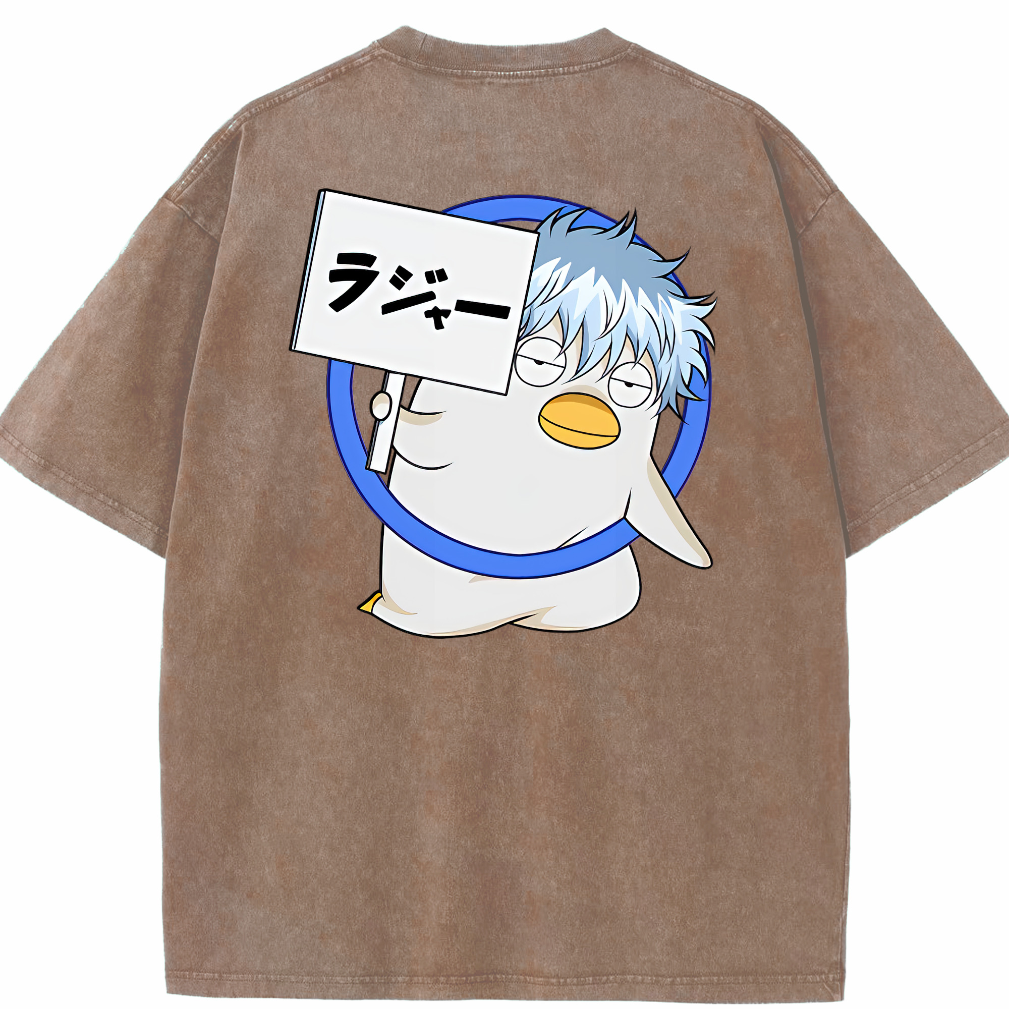 （画像用） ぎんたま 坂田銀時（さかたぎんとき） 神楽 志村新八（しむら しんぱち） GINTAMA Sakata Gintoki Kagura Shimura Shinpachi 綿100% ヴィンテージ風 半袖Tシャツ（背面プリント）
