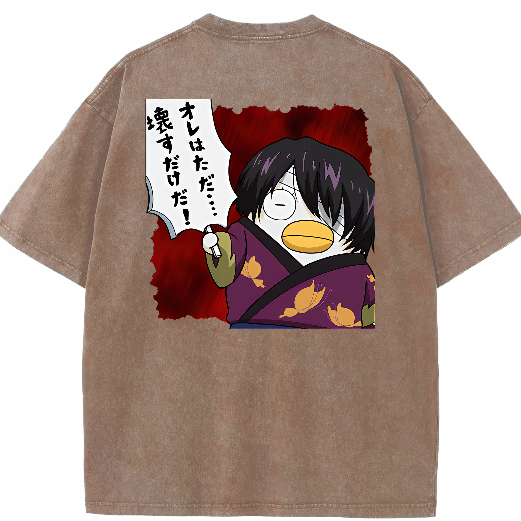 （画像用） ぎんたま 坂田銀時（さかたぎんとき） 神楽 志村新八（しむら しんぱち） GINTAMA Sakata Gintoki Kagura Shimura Shinpachi 綿100% ヴィンテージ風 半袖Tシャツ（背面プリント）