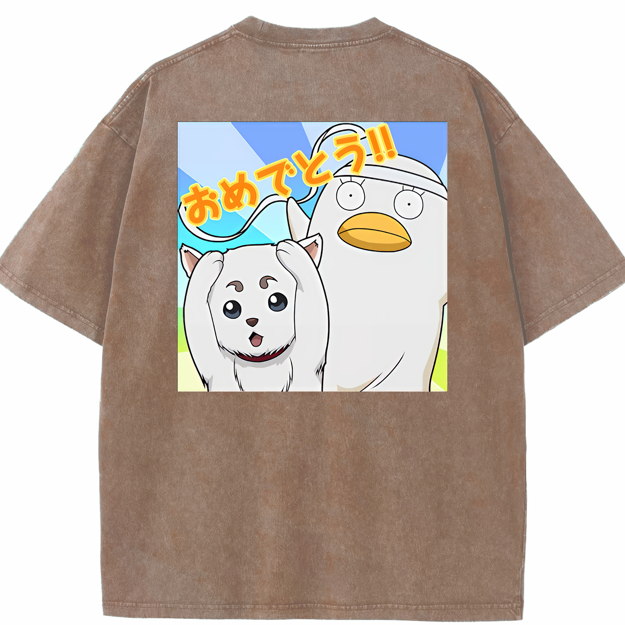 （画像用） ぎんたま 坂田銀時（さかたぎんとき） 神楽 志村新八（しむら しんぱち） GINTAMA Sakata Gintoki Kagura Shimura Shinpachi 綿100% ヴィンテージ風 半袖Tシャツ（背面プリント）