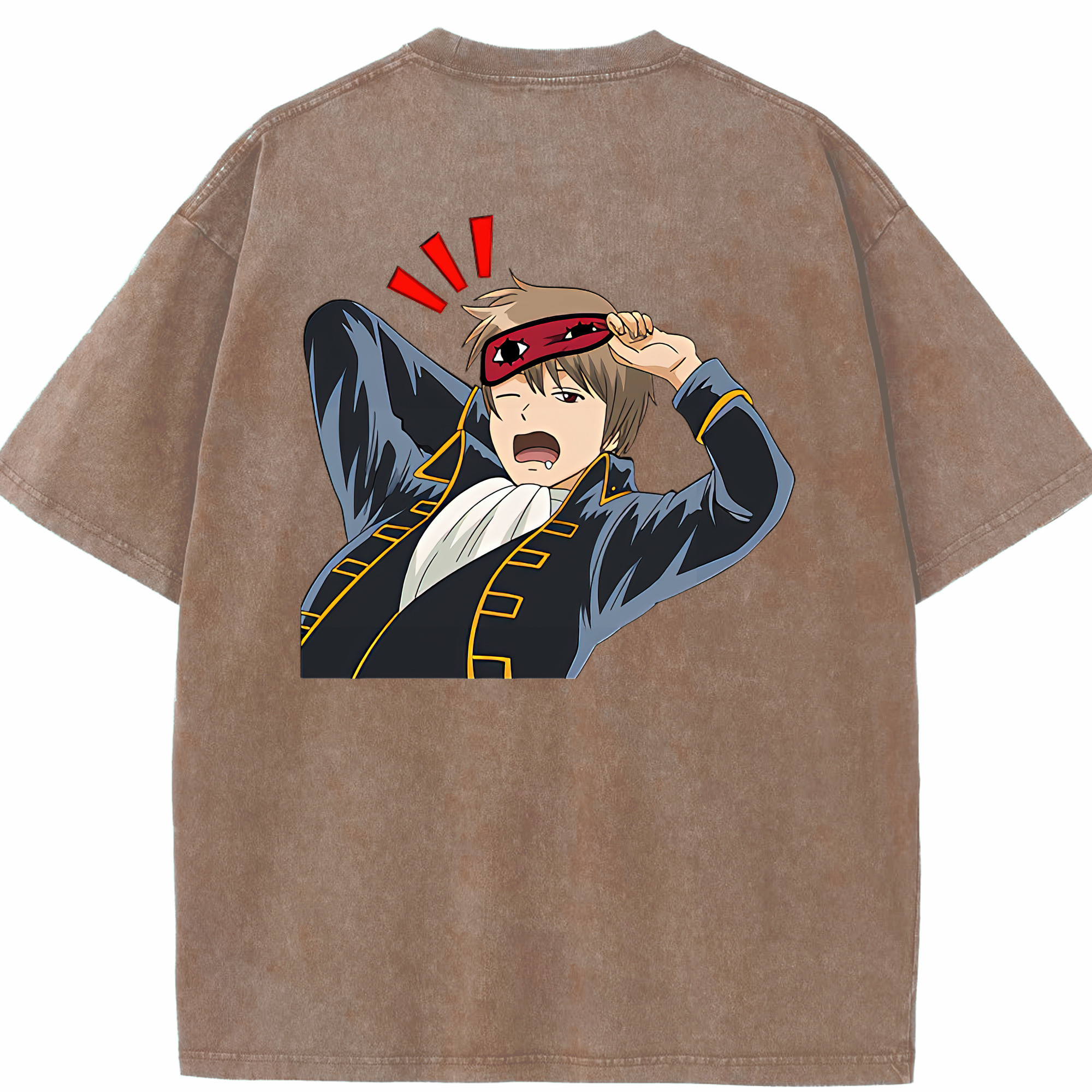 （画像用） ぎんたま 坂田銀時（さかたぎんとき） 神楽 志村新八（しむら しんぱち） GINTAMA Sakata Gintoki Kagura Shimura Shinpachi 綿100% ヴィンテージ風 半袖Tシャツ（背面プリント）