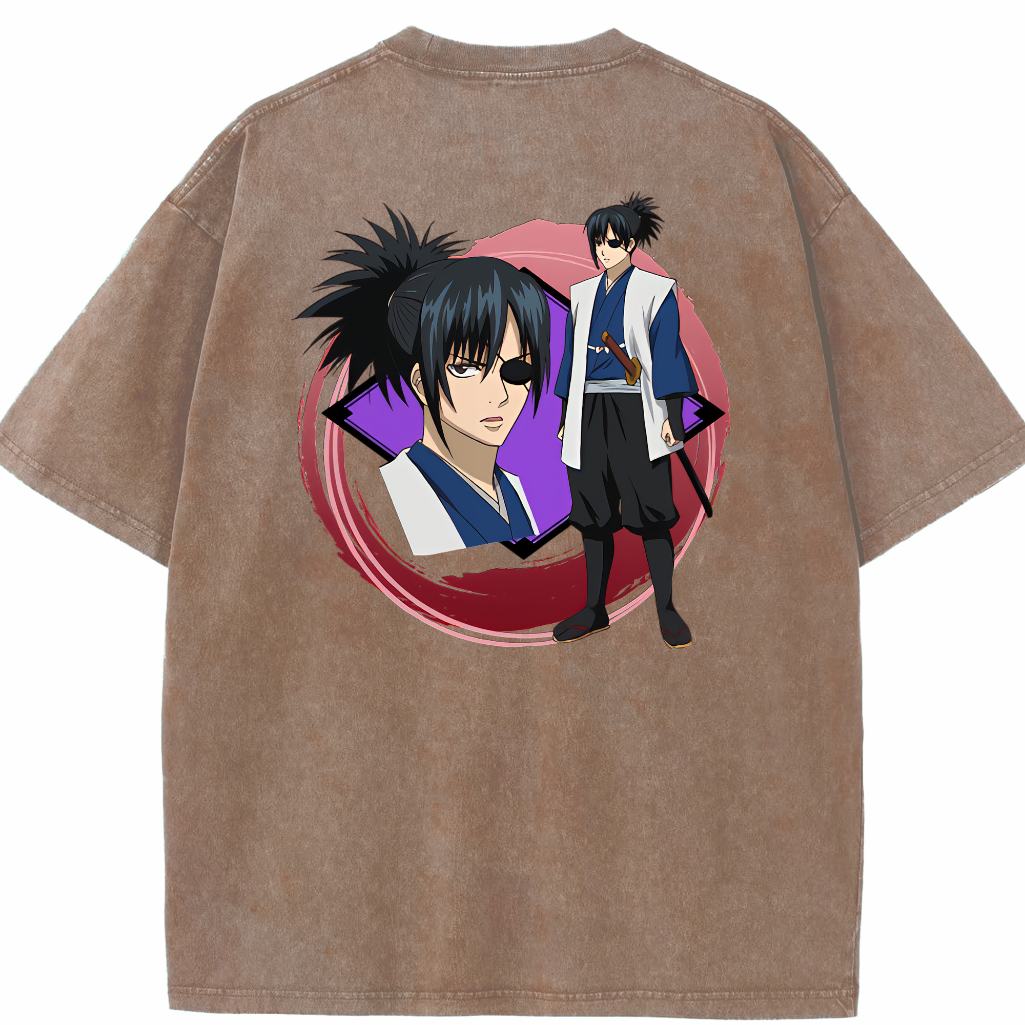（画像用） ぎんたま 坂田銀時（さかたぎんとき） 神楽 志村新八（しむら しんぱち） GINTAMA Sakata Gintoki Kagura Shimura Shinpachi 綿100% ヴィンテージ風 半袖Tシャツ（背面プリント）