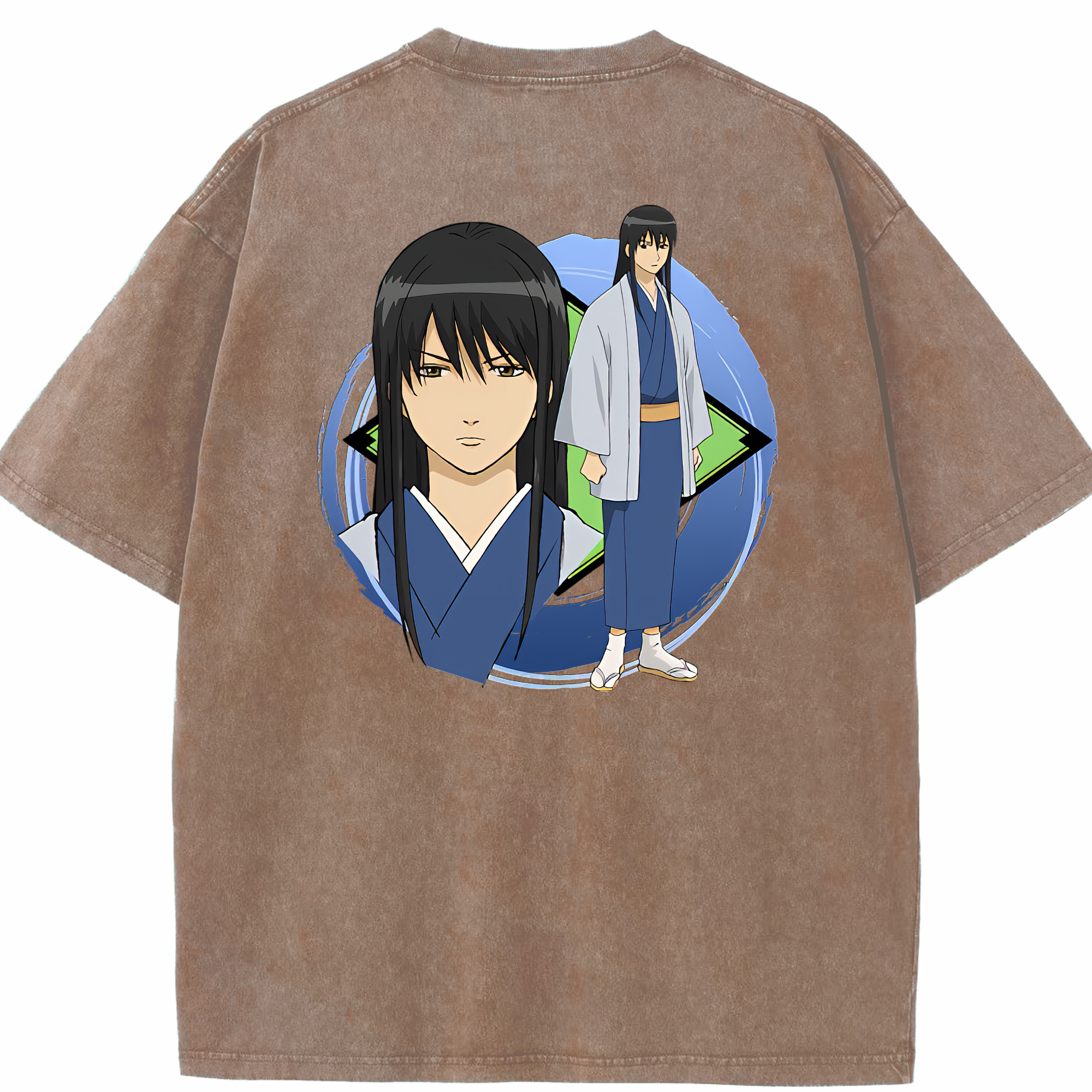 （画像用） ぎんたま 坂田銀時（さかたぎんとき） 神楽 志村新八（しむら しんぱち） GINTAMA Sakata Gintoki Kagura Shimura Shinpachi 綿100% ヴィンテージ風 半袖Tシャツ（背面プリント）