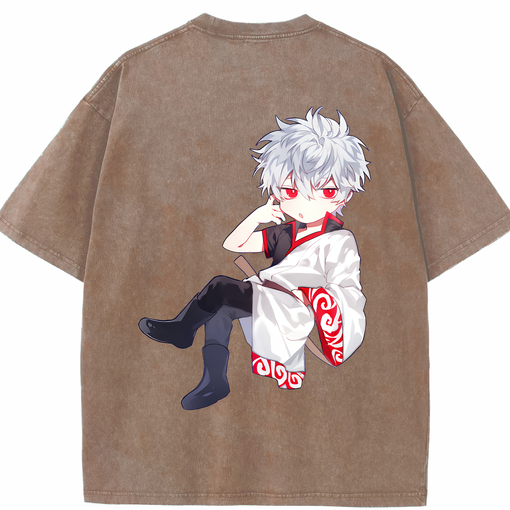 （画像用） ぎんたま 坂田銀時（さかたぎんとき） 神楽 志村新八（しむら しんぱち） GINTAMA Sakata Gintoki Kagura Shimura Shinpachi 綿100% ヴィンテージ風 半袖Tシャツ（背面プリント）