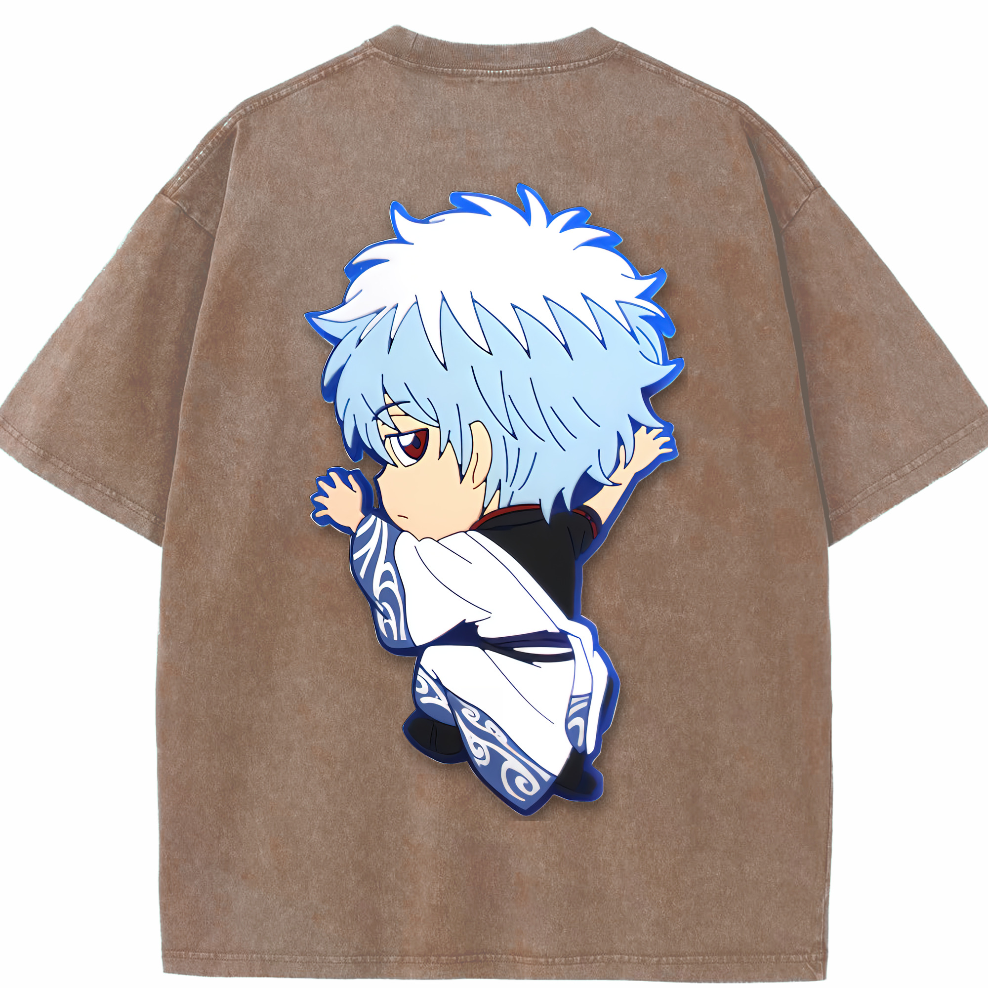 （画像用） ぎんたま 坂田銀時（さかたぎんとき） 神楽 志村新八（しむら しんぱち） GINTAMA Sakata Gintoki Kagura Shimura Shinpachi 綿100% ヴィンテージ風 半袖Tシャツ（背面プリント）