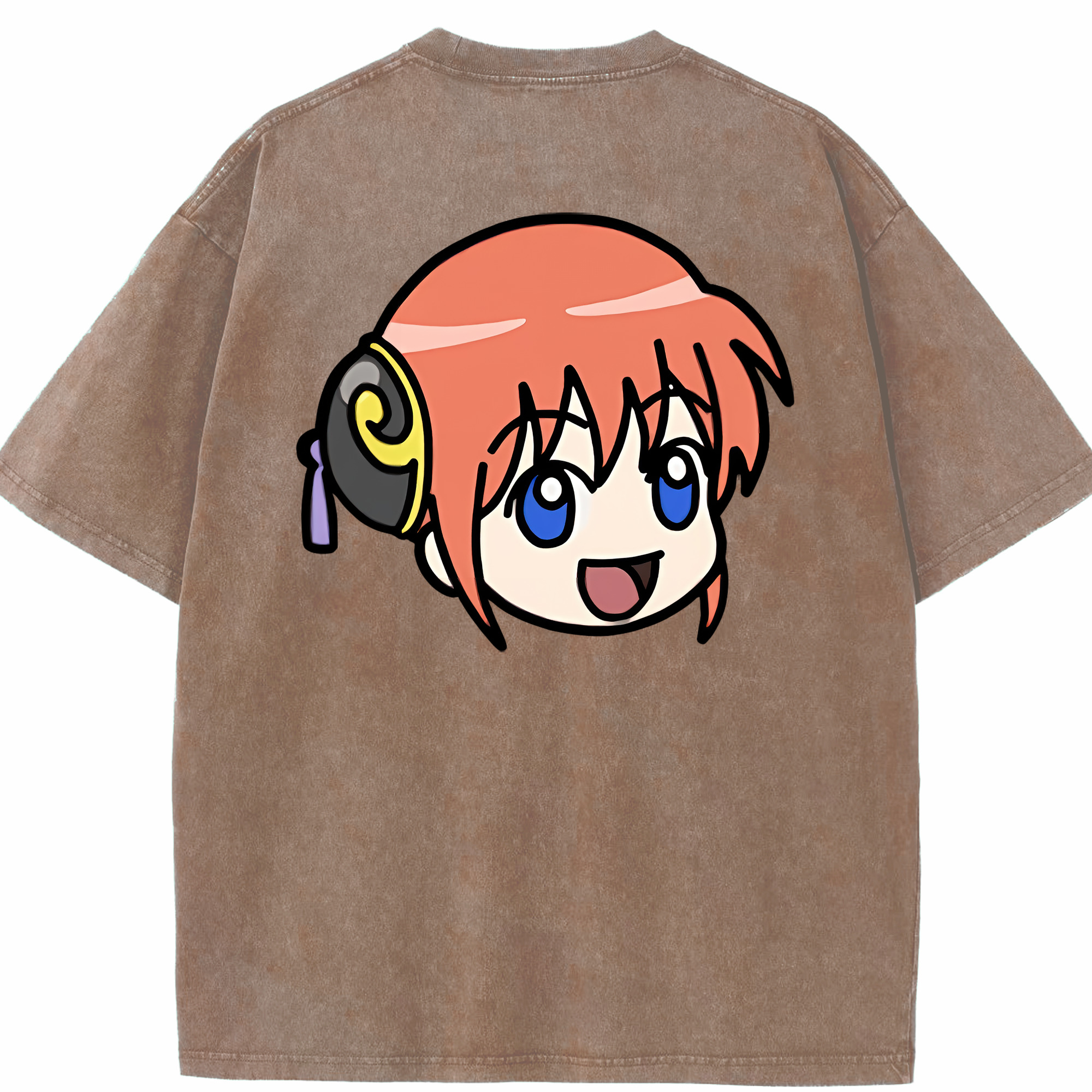 （画像用） ぎんたま 坂田銀時（さかたぎんとき） 神楽 志村新八（しむら しんぱち） GINTAMA Sakata Gintoki Kagura Shimura Shinpachi 綿100% ヴィンテージ風 半袖Tシャツ（背面プリント）