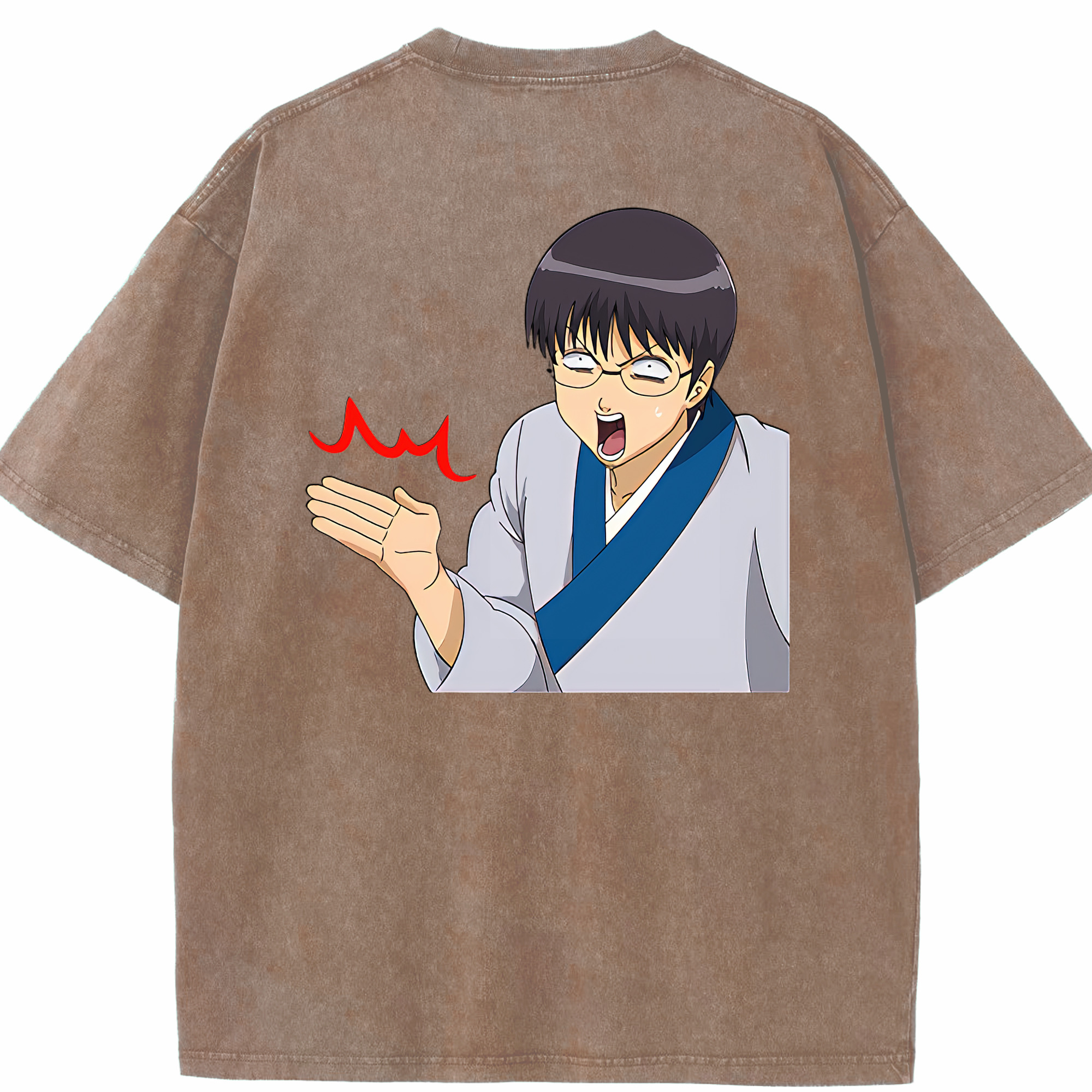 （画像用） ぎんたま 坂田銀時（さかたぎんとき） 神楽 志村新八（しむら しんぱち） GINTAMA Sakata Gintoki Kagura Shimura Shinpachi 綿100% ヴィンテージ風 半袖Tシャツ（背面プリント）