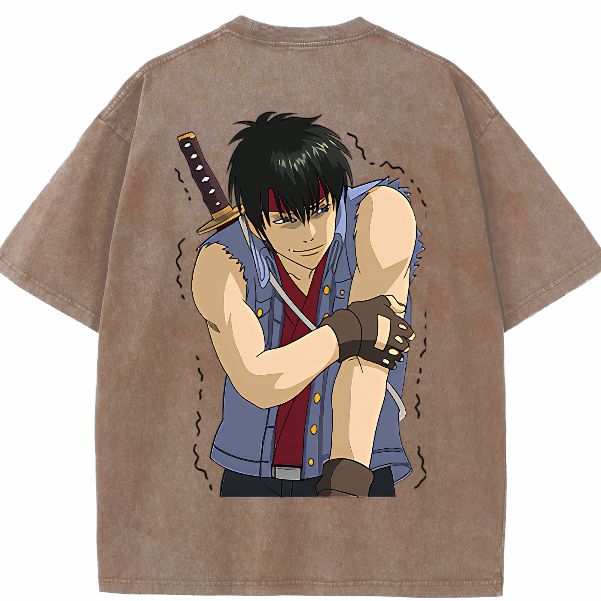 （画像用） ぎんたま 坂田銀時（さかたぎんとき） 神楽 志村新八（しむら しんぱち） GINTAMA Sakata Gintoki Kagura Shimura Shinpachi 綿100% ヴィンテージ風 半袖Tシャツ（背面プリント）