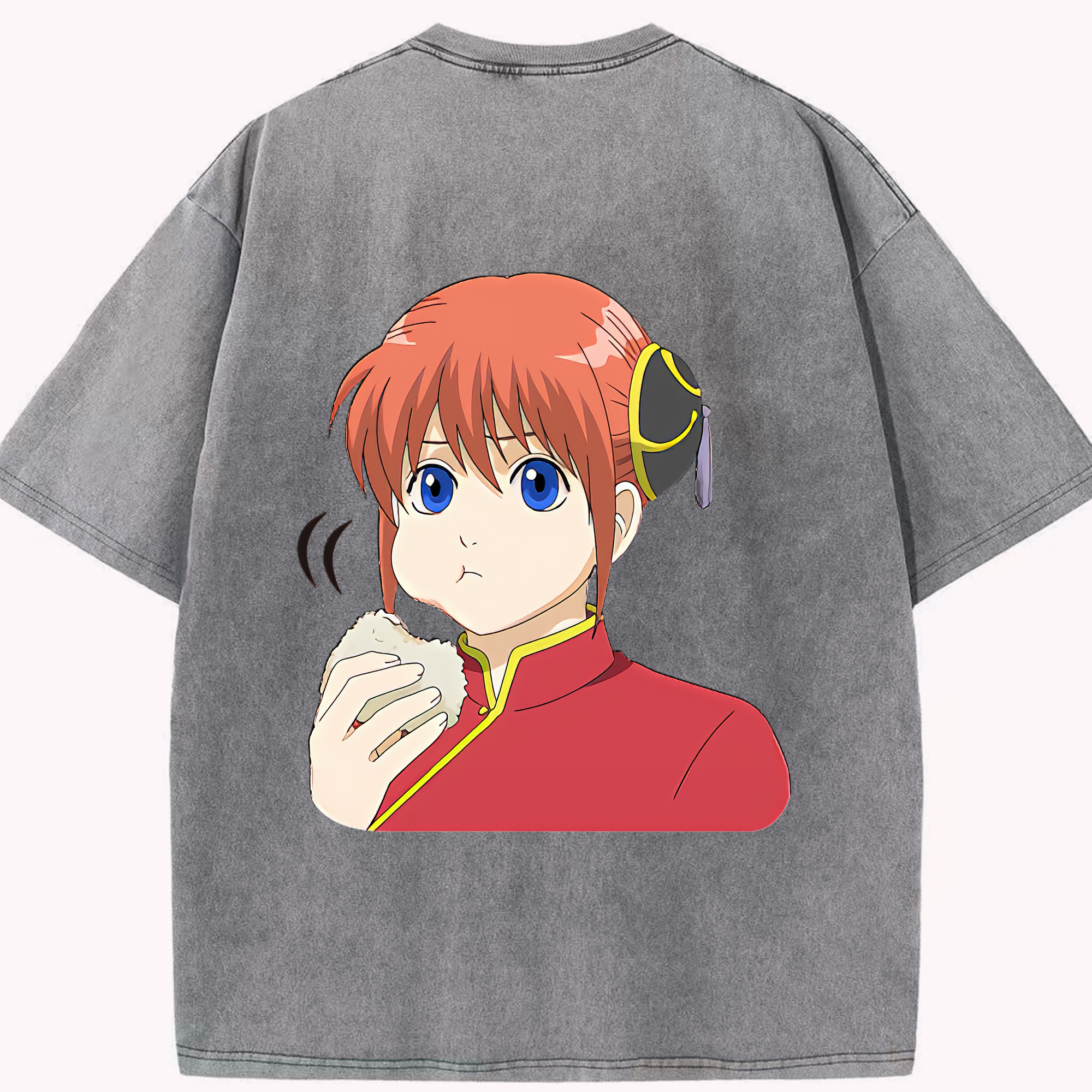 （画像用） ぎんたま 坂田銀時（さかたぎんとき） 神楽 志村新八（しむら しんぱち） GINTAMA Sakata Gintoki Kagura Shimura Shinpachi 綿100% ヴィンテージ風 半袖Tシャツ（背面プリント）