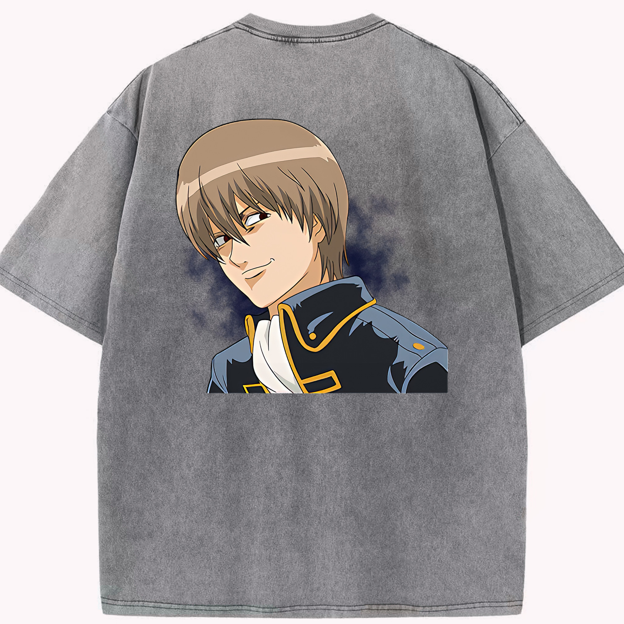 （画像用） ぎんたま 坂田銀時（さかたぎんとき） 神楽 志村新八（しむら しんぱち） GINTAMA Sakata Gintoki Kagura Shimura Shinpachi 綿100% ヴィンテージ風 半袖Tシャツ（背面プリント）