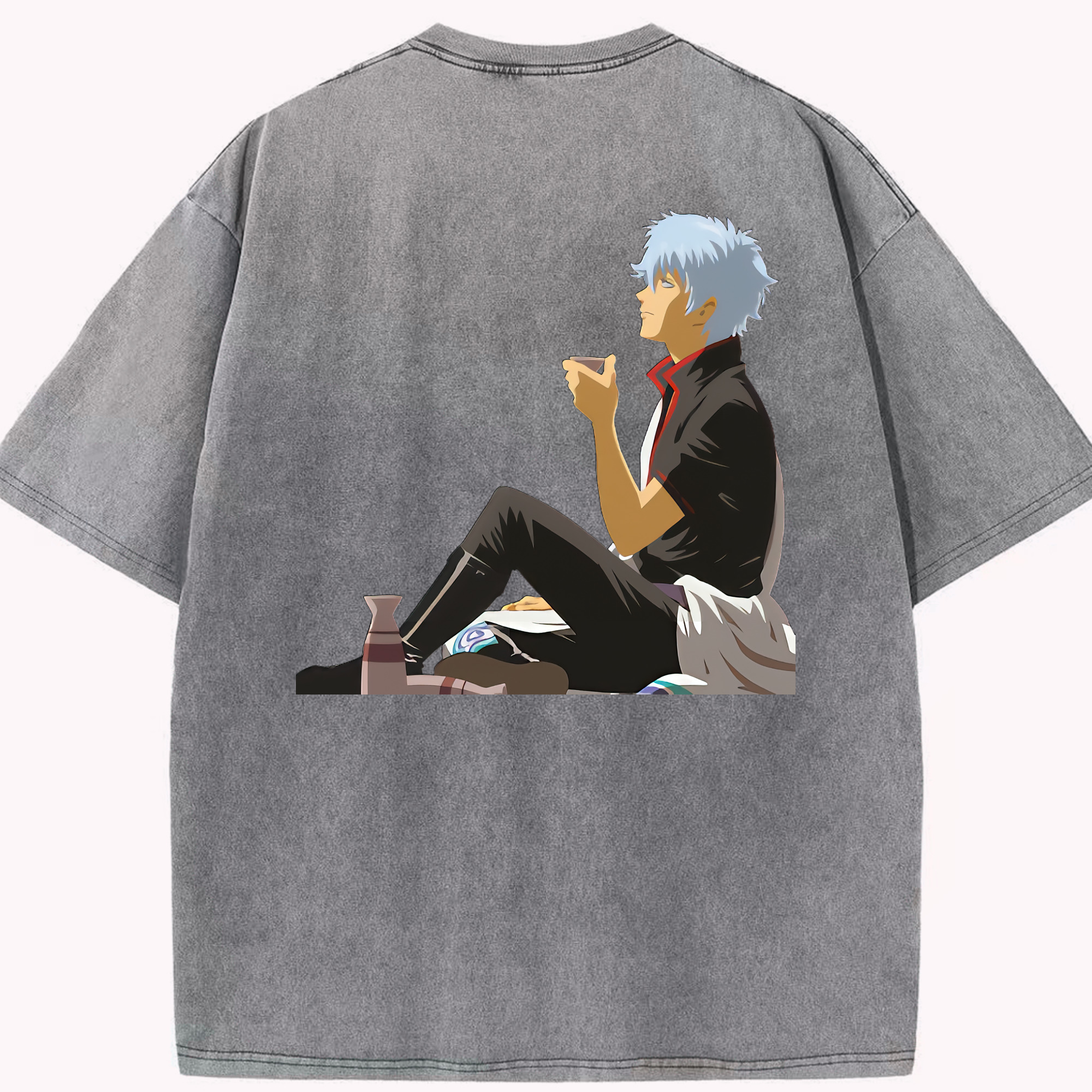 （画像用） ぎんたま 坂田銀時（さかたぎんとき） 神楽 志村新八（しむら しんぱち） GINTAMA Sakata Gintoki Kagura Shimura Shinpachi 綿100% ヴィンテージ風 半袖Tシャツ（背面プリント）