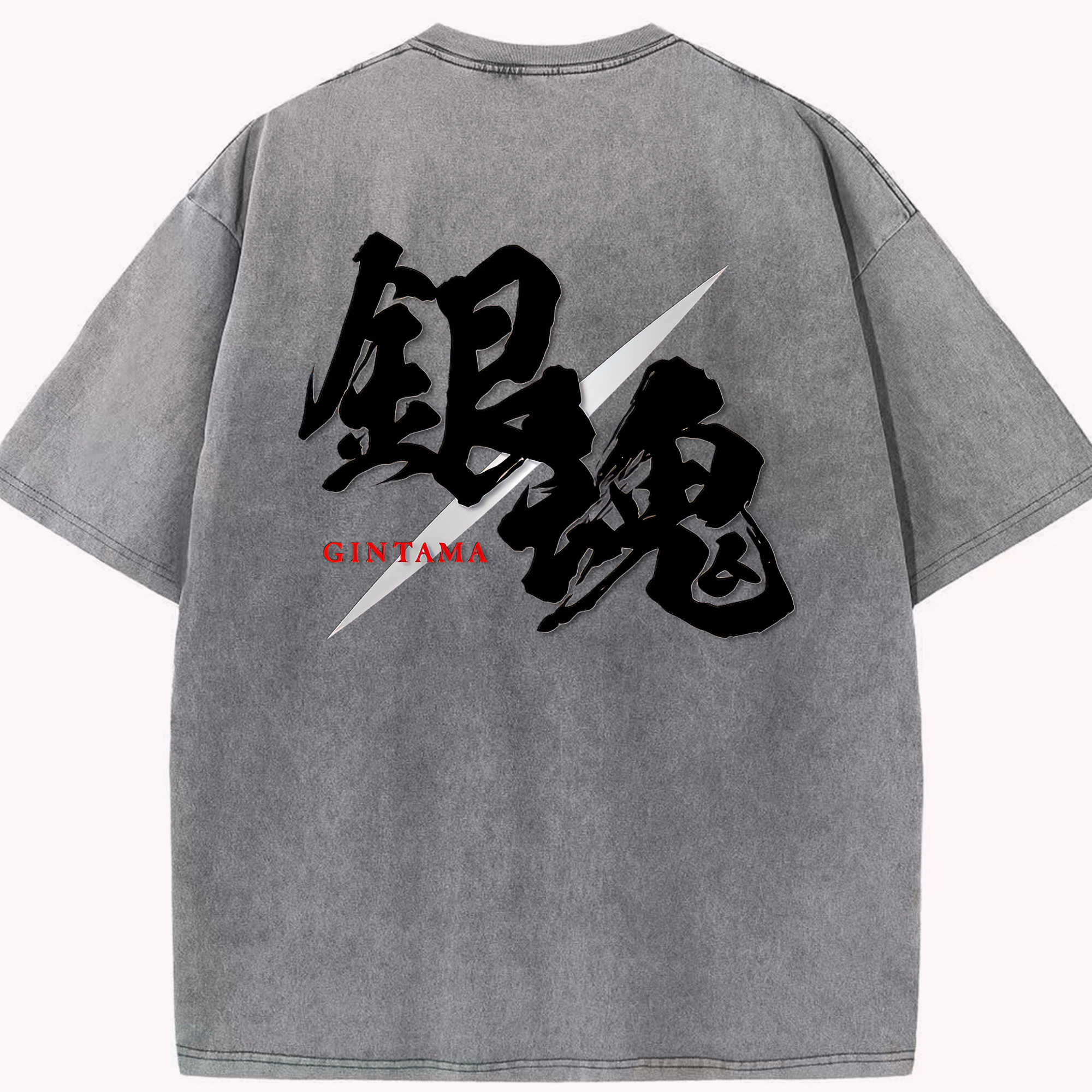 （画像用） ぎんたま 坂田銀時（さかたぎんとき） 神楽 志村新八（しむら しんぱち） GINTAMA Sakata Gintoki Kagura Shimura Shinpachi 綿100% ヴィンテージ風 半袖Tシャツ（背面プリント）