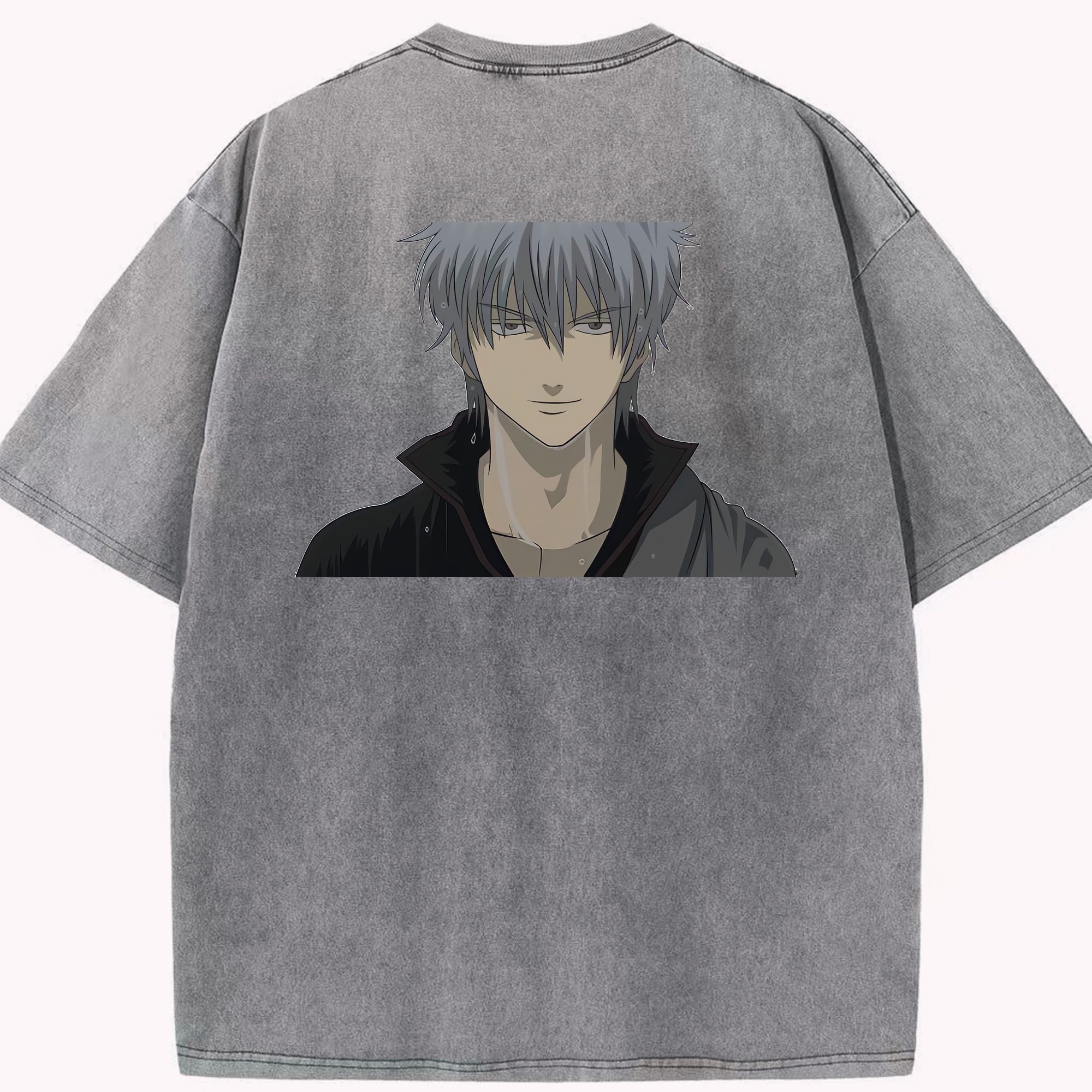 （画像用） ぎんたま 坂田銀時（さかたぎんとき） 神楽 志村新八（しむら しんぱち） GINTAMA Sakata Gintoki Kagura Shimura Shinpachi 綿100% ヴィンテージ風 半袖Tシャツ（背面プリント）