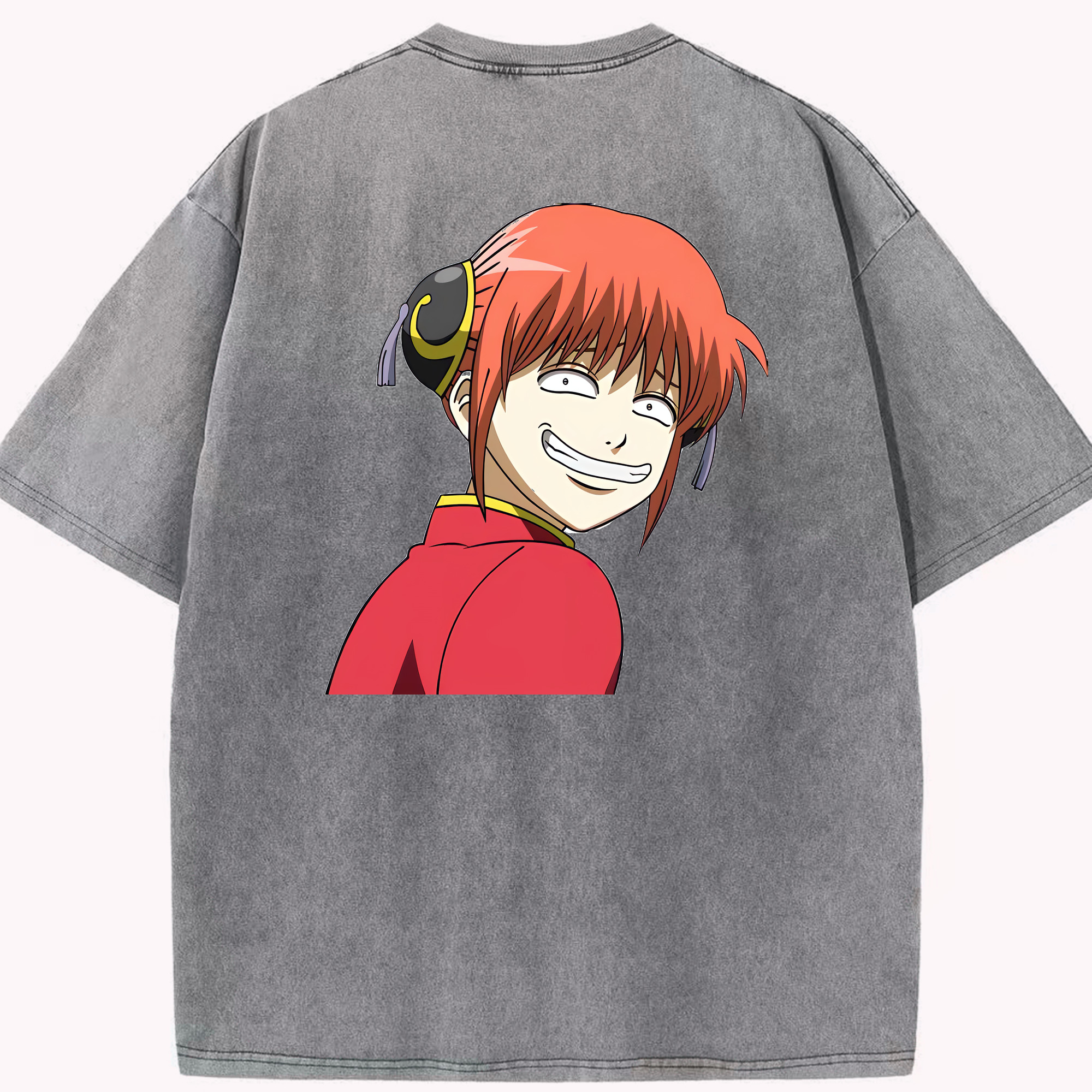 （画像用） ぎんたま 坂田銀時（さかたぎんとき） 神楽 志村新八（しむら しんぱち） GINTAMA Sakata Gintoki Kagura Shimura Shinpachi 綿100% ヴィンテージ風 半袖Tシャツ（背面プリント）