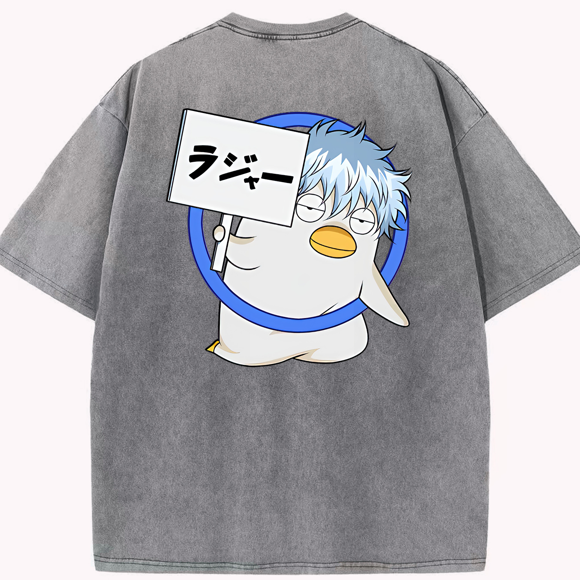 （画像用） ぎんたま 坂田銀時（さかたぎんとき） 神楽 志村新八（しむら しんぱち） GINTAMA Sakata Gintoki Kagura Shimura Shinpachi 綿100% ヴィンテージ風 半袖Tシャツ（背面プリント）