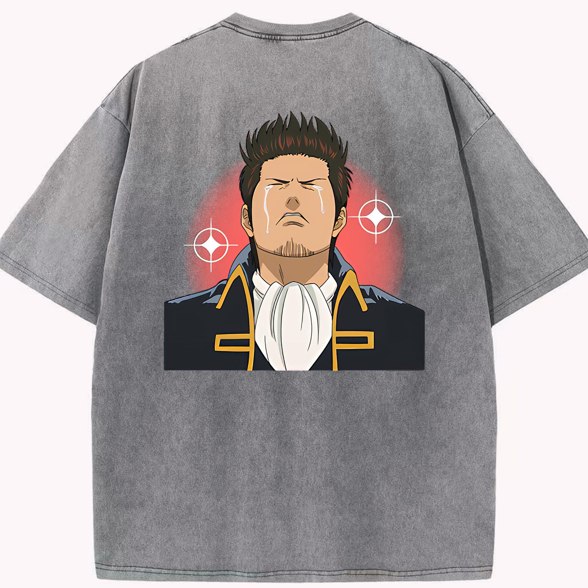 （画像用） ぎんたま 坂田銀時（さかたぎんとき） 神楽 志村新八（しむら しんぱち） GINTAMA Sakata Gintoki Kagura Shimura Shinpachi 綿100% ヴィンテージ風 半袖Tシャツ（背面プリント）