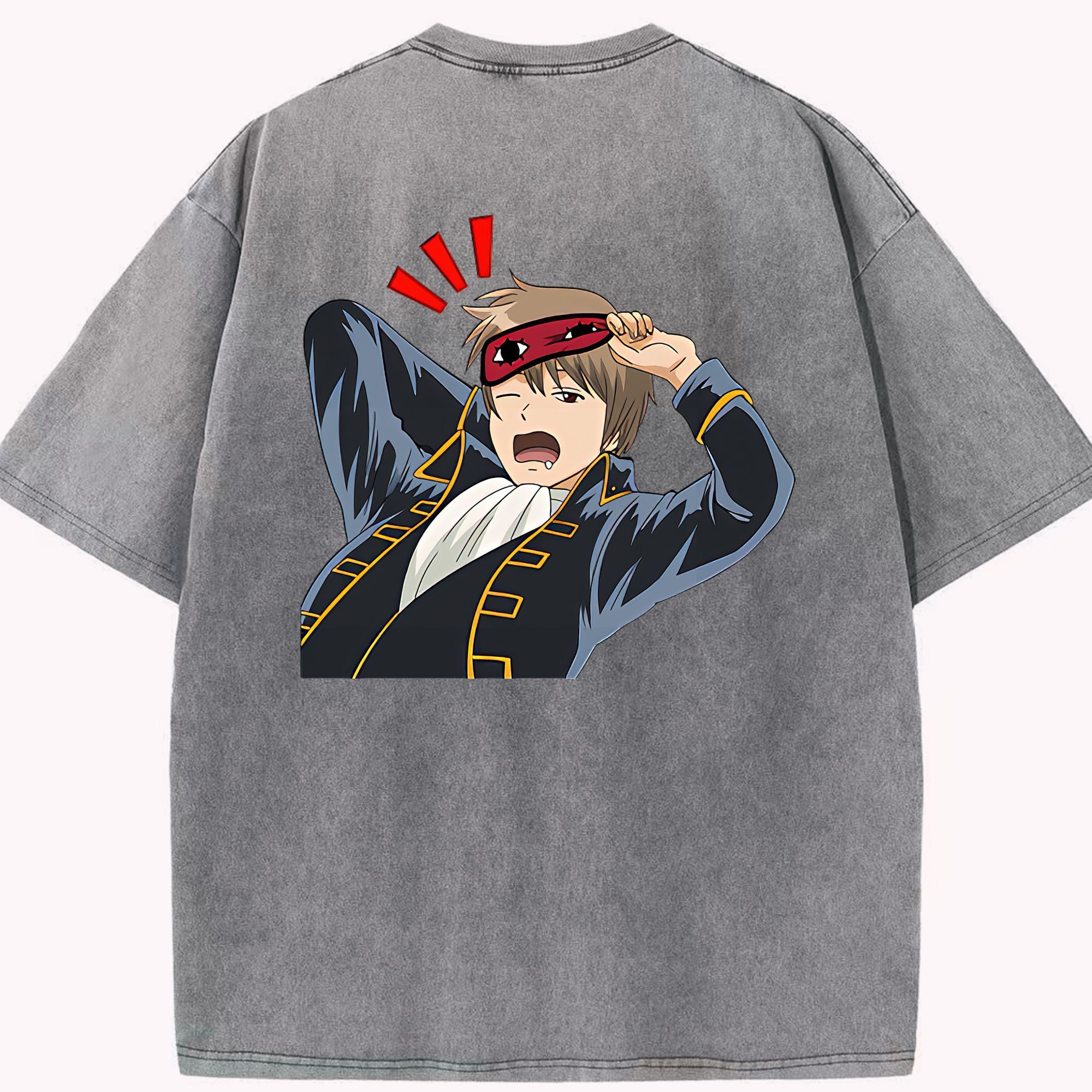（画像用） ぎんたま 坂田銀時（さかたぎんとき） 神楽 志村新八（しむら しんぱち） GINTAMA Sakata Gintoki Kagura Shimura Shinpachi 綿100% ヴィンテージ風 半袖Tシャツ（背面プリント）